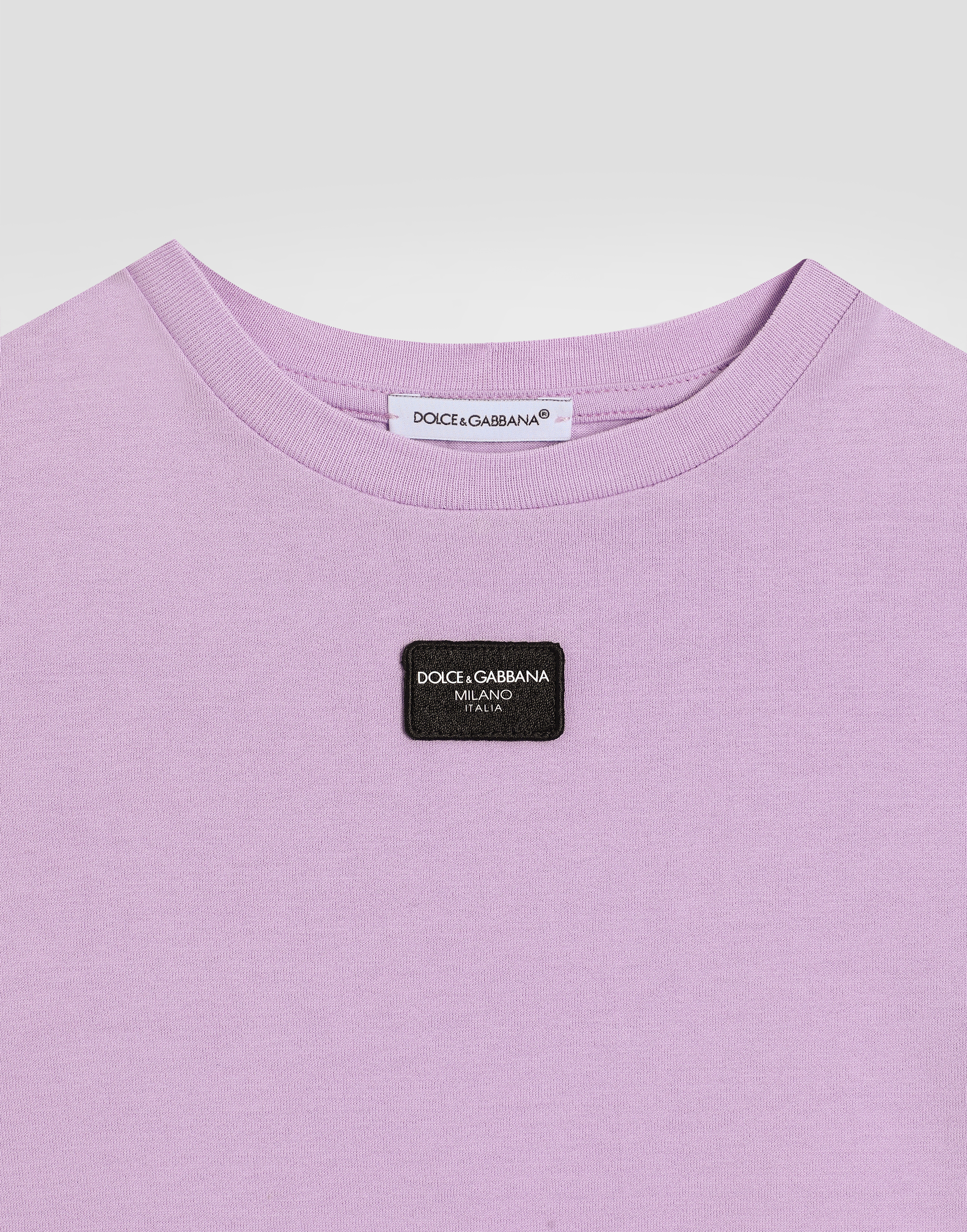 Dolce & Gabbana Jersey T-shirt With Logo Tag In Lilac