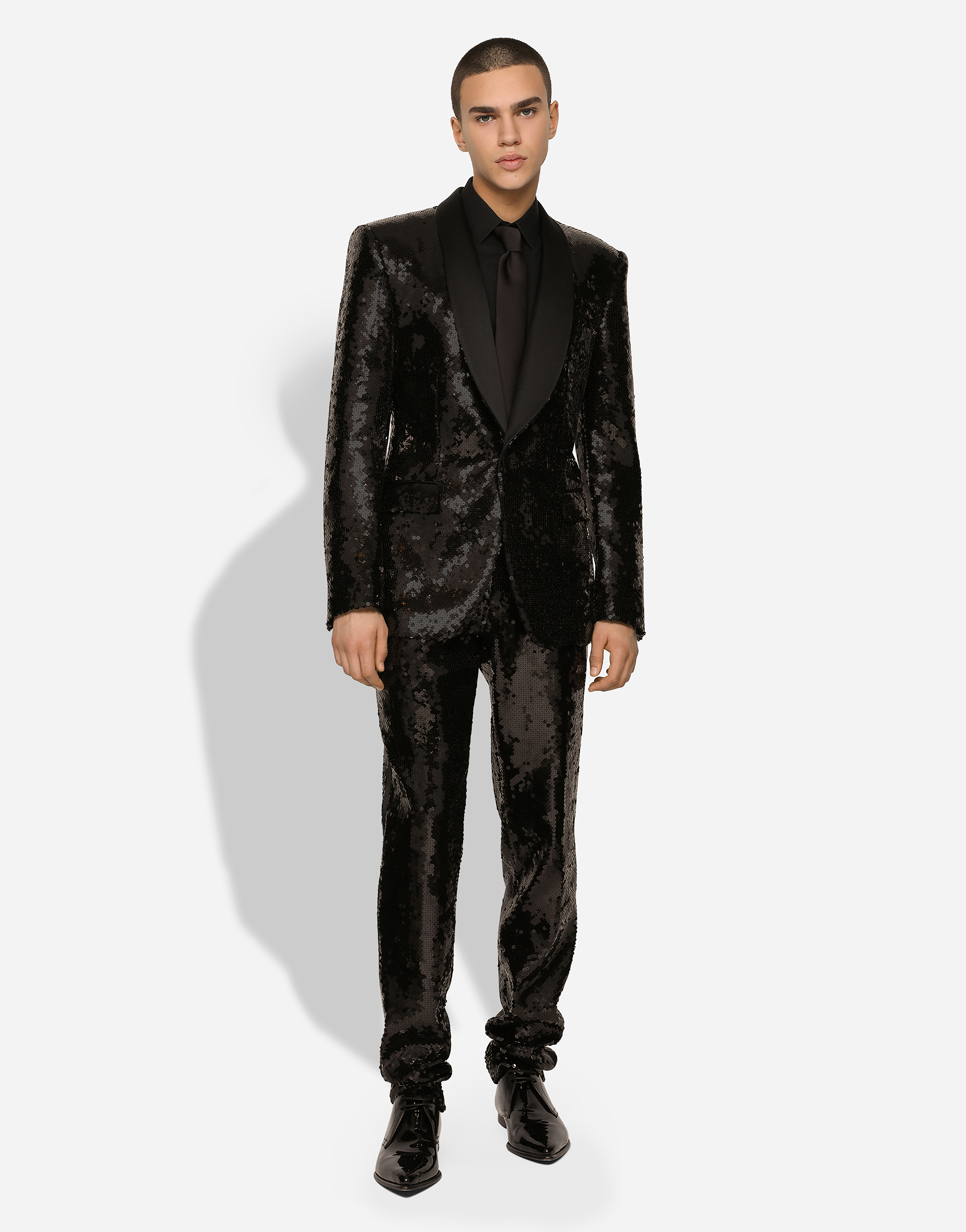 Dolce & Gabbana Sequined Single-breasted Sicilia-fit Tuxedo Suit In Black