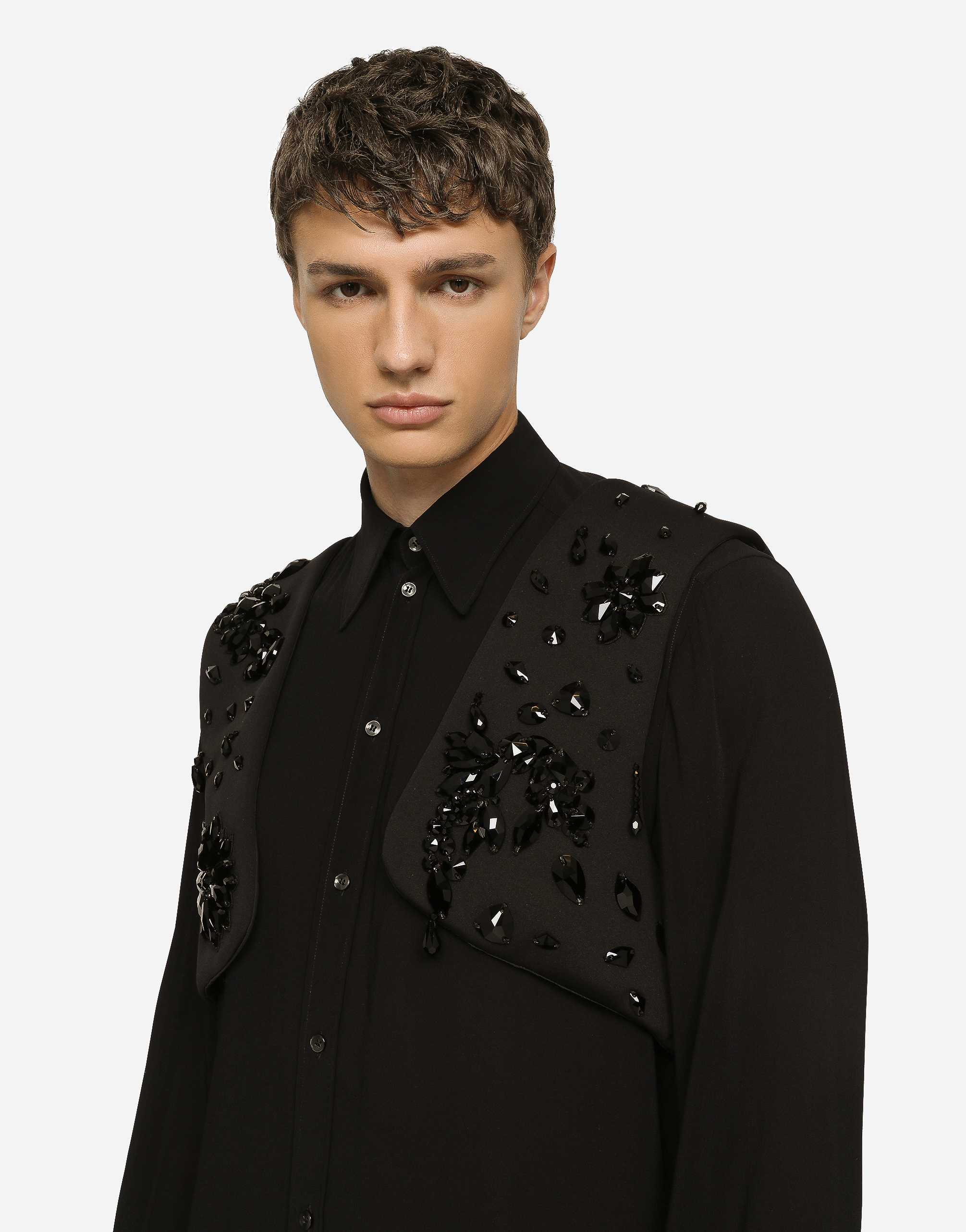 DOLCE & GABBANA TECHNICAL FABRIC HARNESS VEST WITH STONES