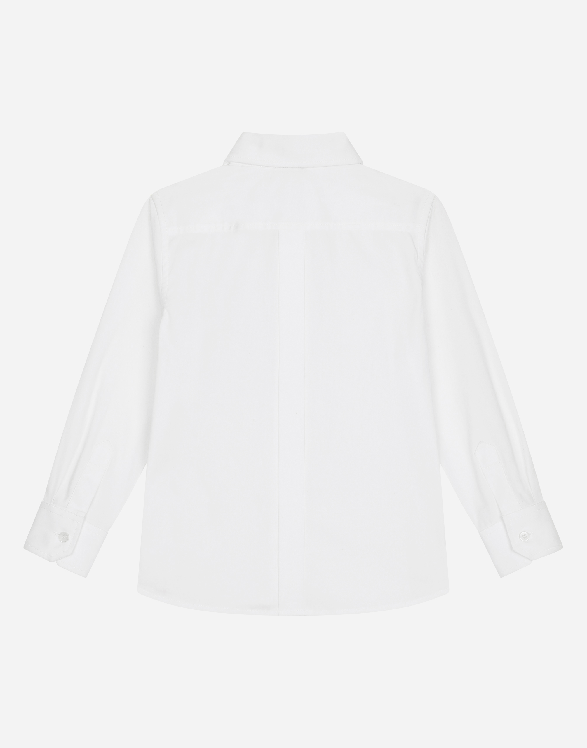 Shop Dolce & Gabbana Stretch Poplin Shirt With Logo Tag In White