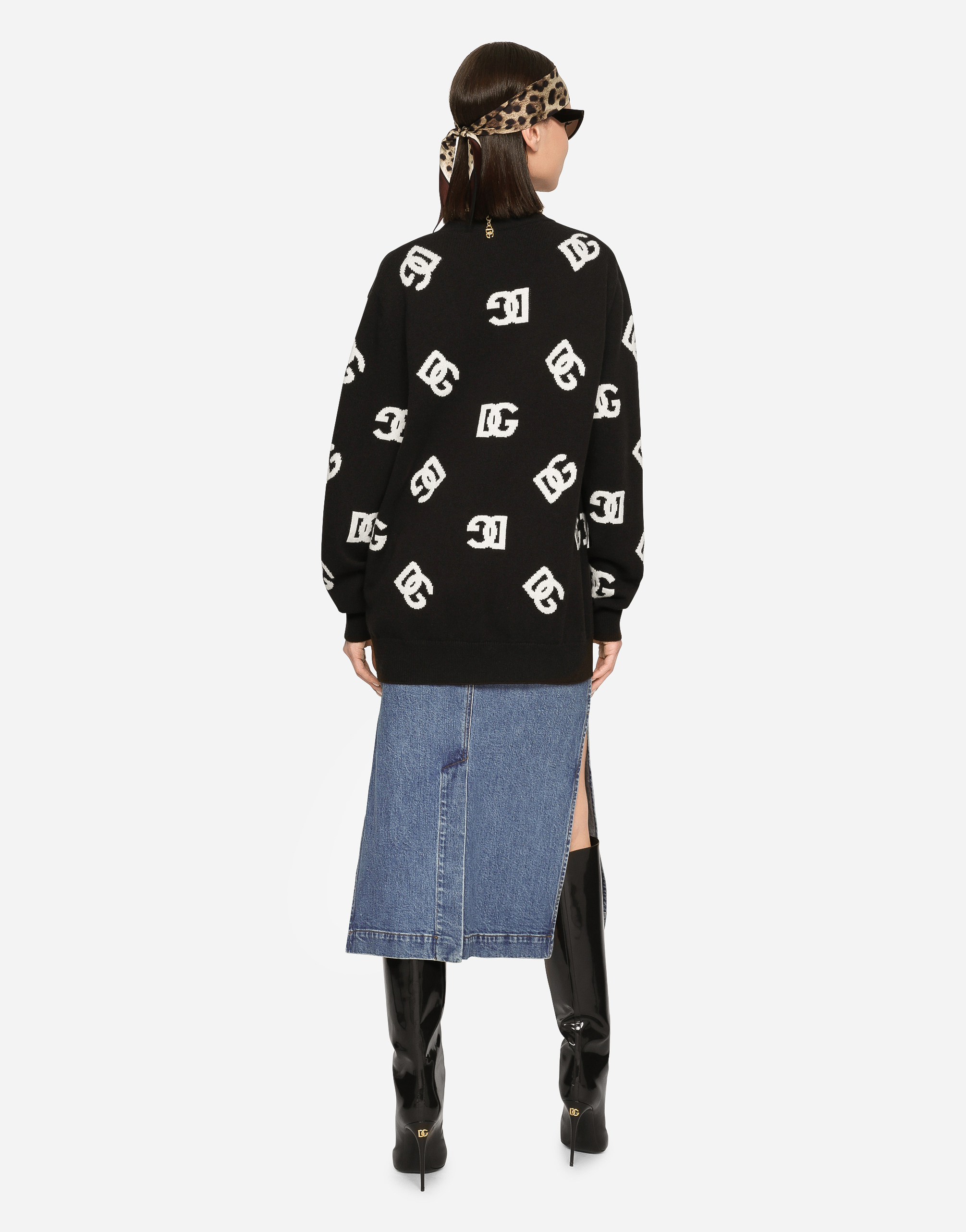 DOLCE & GABBANA WOOL CARDIGAN WITH DG INLAY