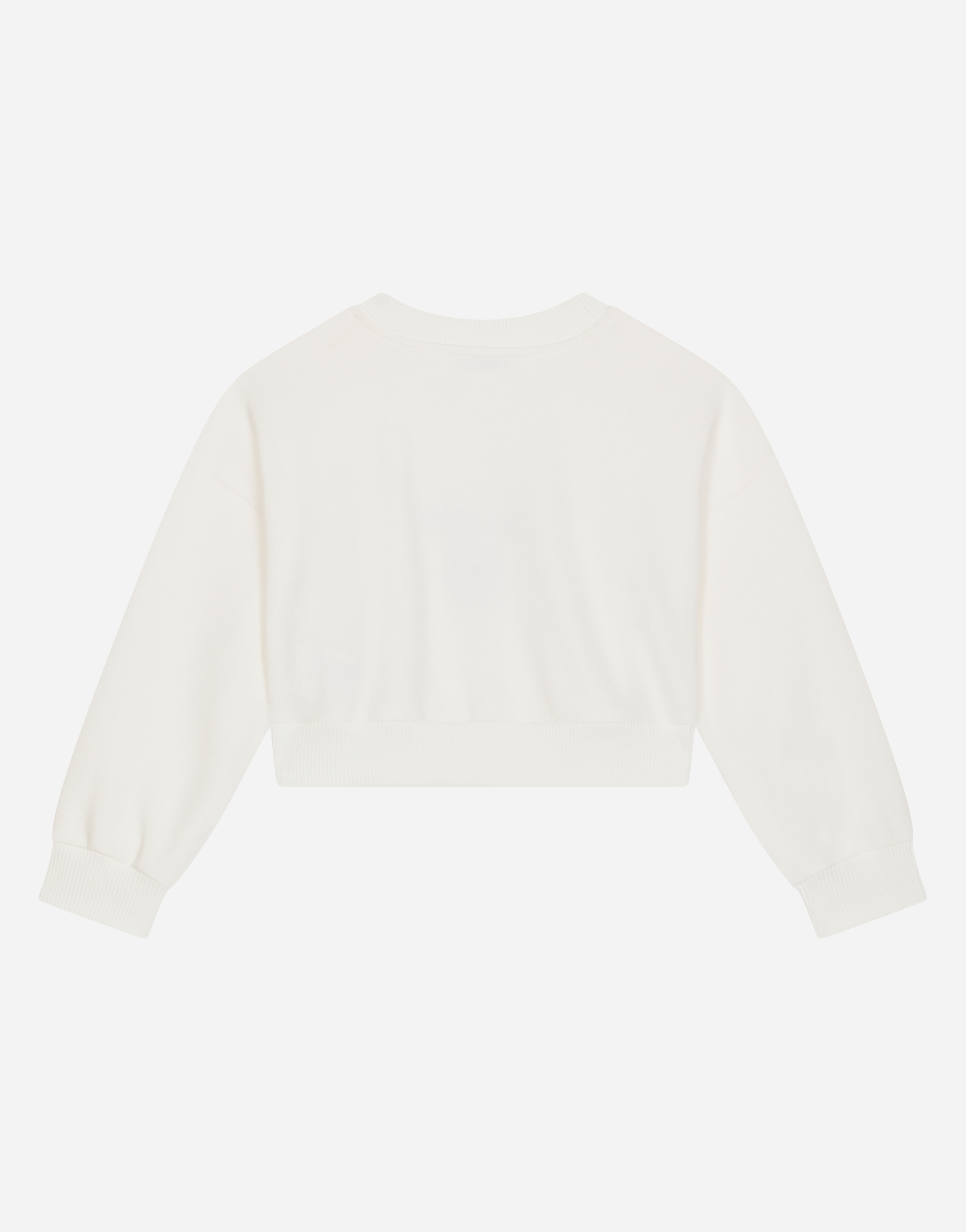 Dolce & Gabbana Jersey Round-neck Sweatshirt With Logo Print In White