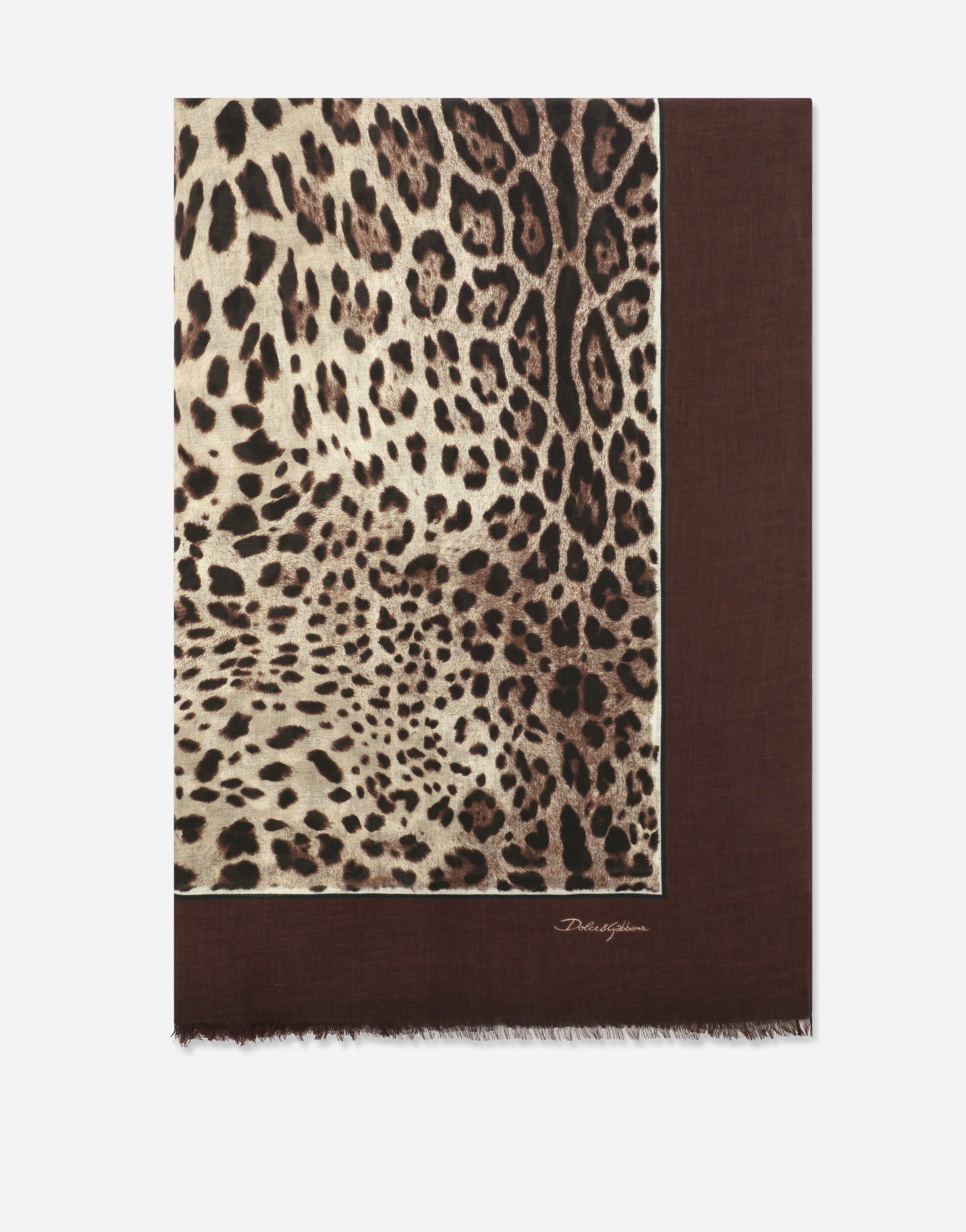 Dolce & Gabbana Leopard-print Modal And Cashmere Scarf (135x200) - Woman Scarves And Silks Brown Modal Onesize