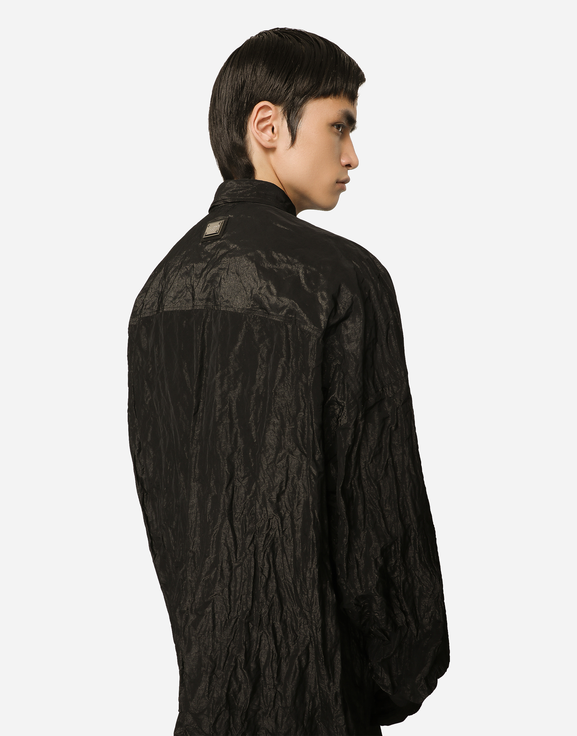 DOLCE & GABBANA OVERSIZE CRUSHED FOILED FABRIC SHIRT