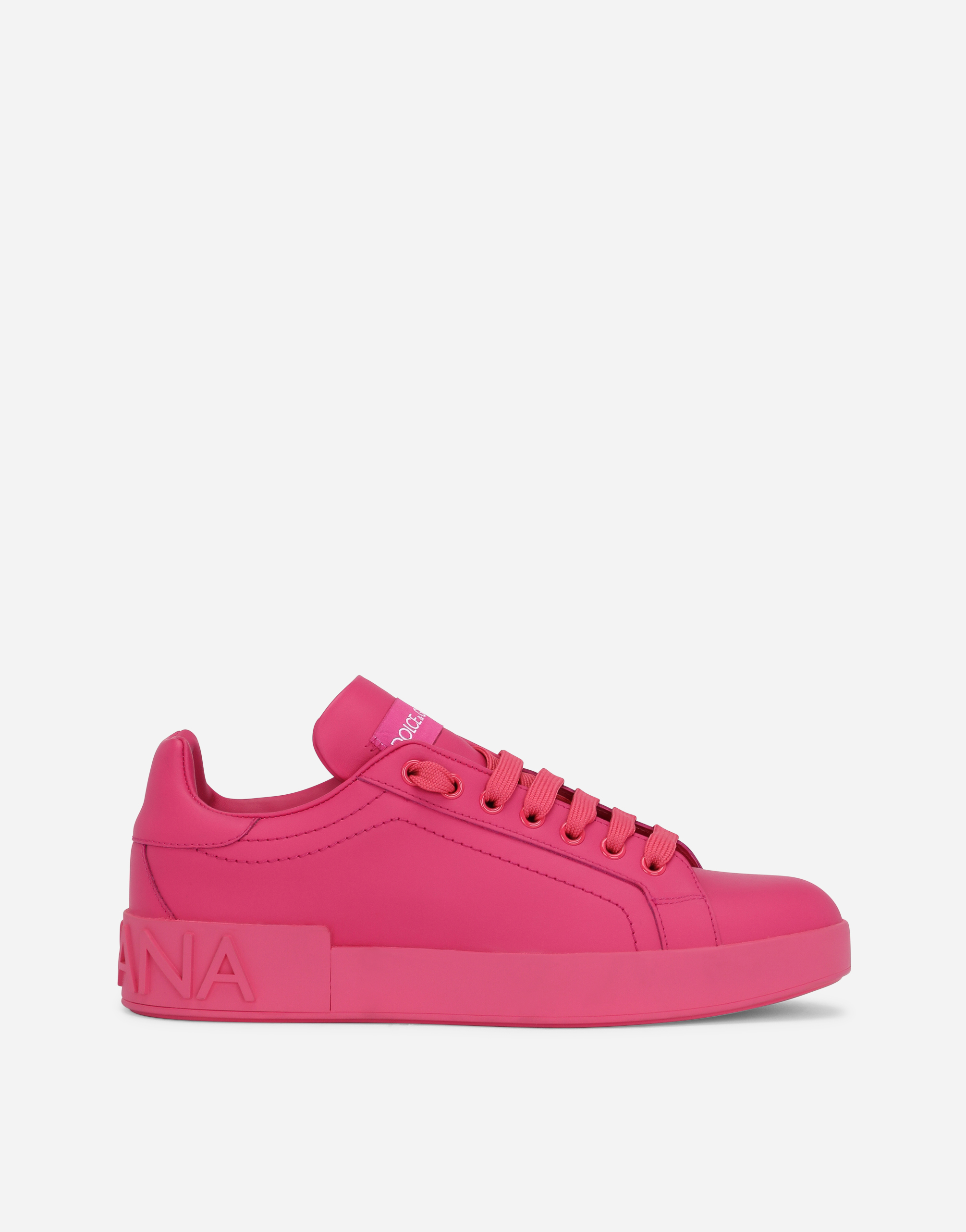 Dolce & Gabbana Female Pink Calfskin Portofino Sneakers - Woman Sneakers Leather Size 36.5 - Image 1