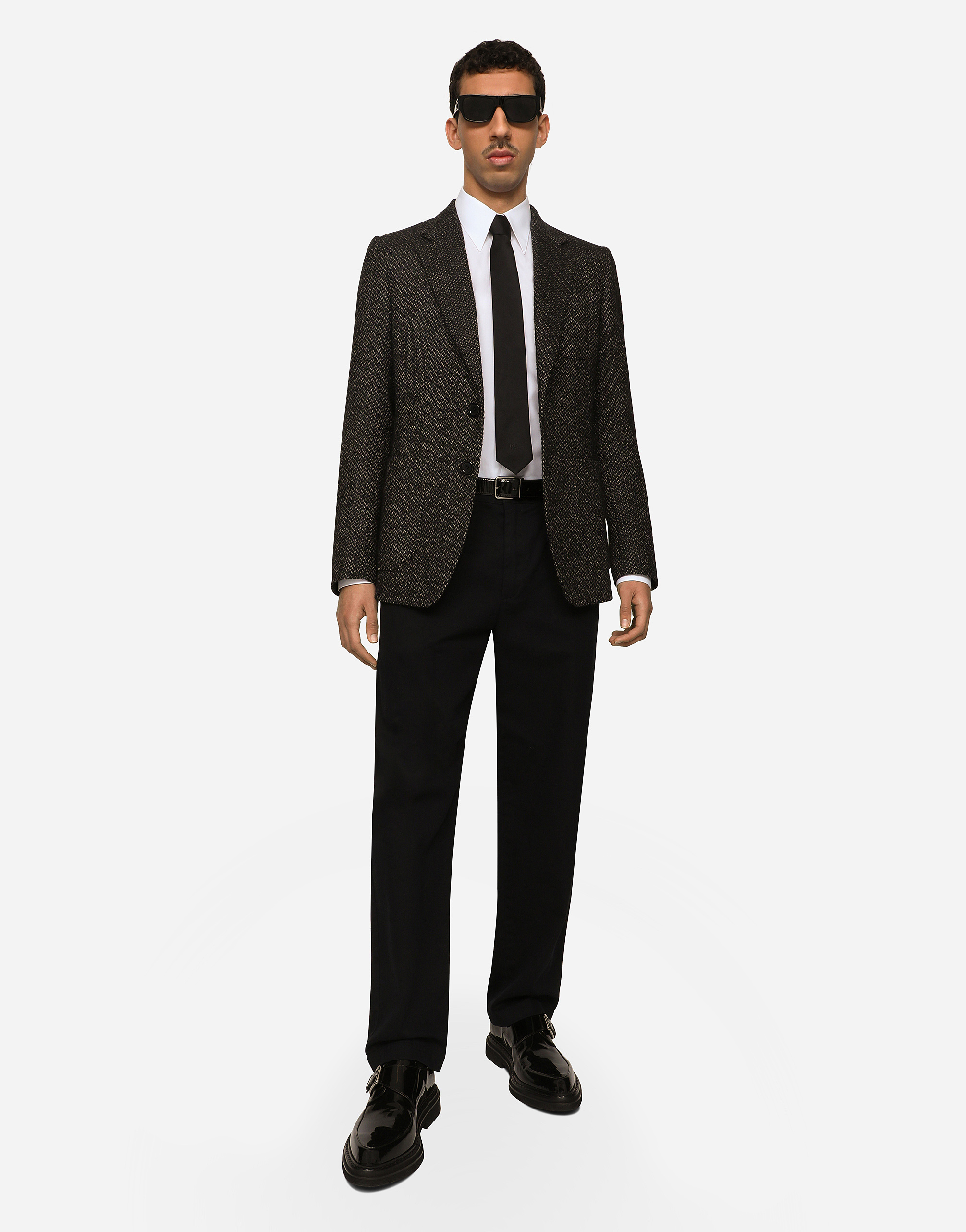 DOLCE & GABBANA STRETCH ALPACA AND WOOL TWEED SINGLE-BREASTED JACKET