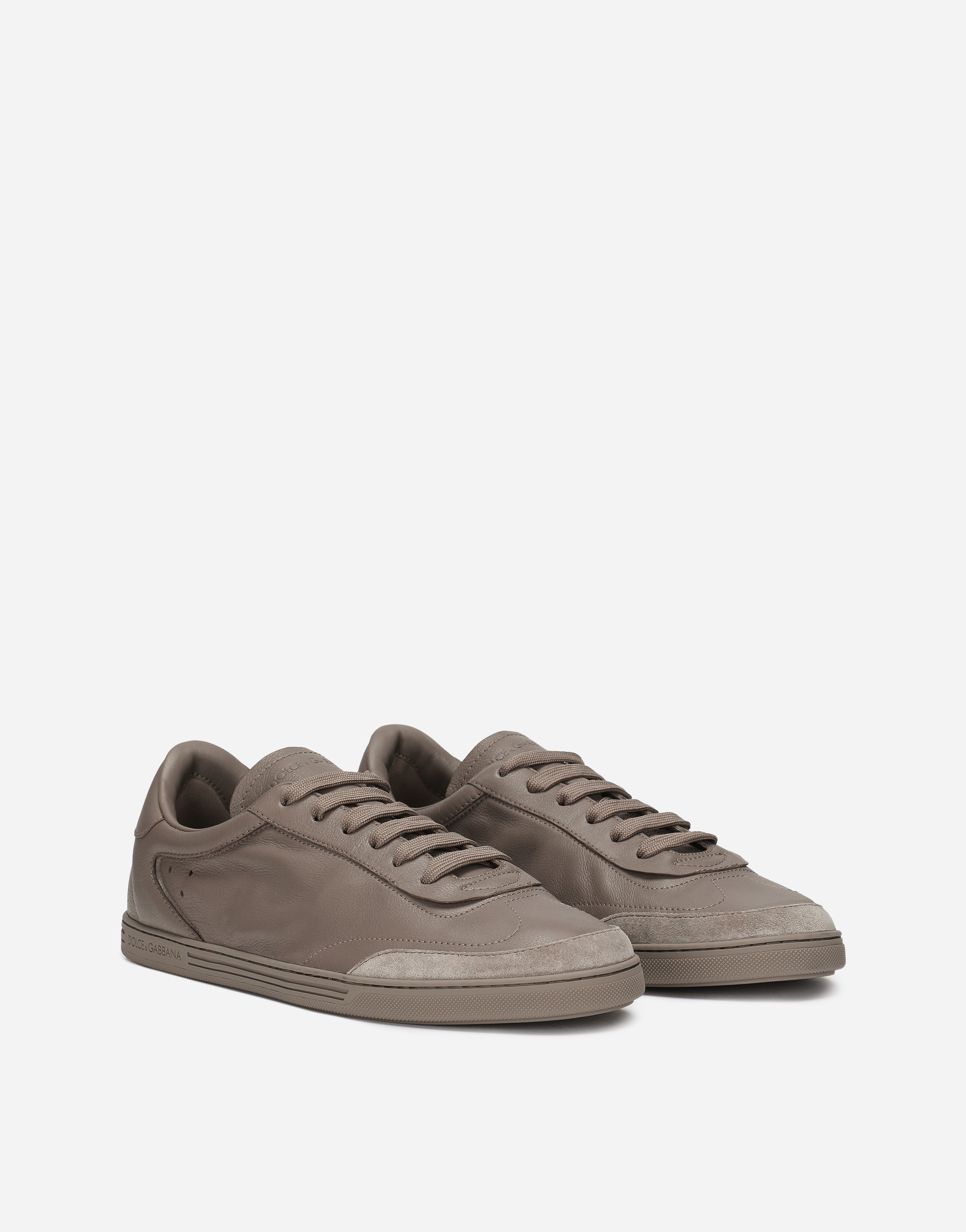 Shop Dolce & Gabbana Saint Tropez Calfskin Sneakers In Turtle Dove