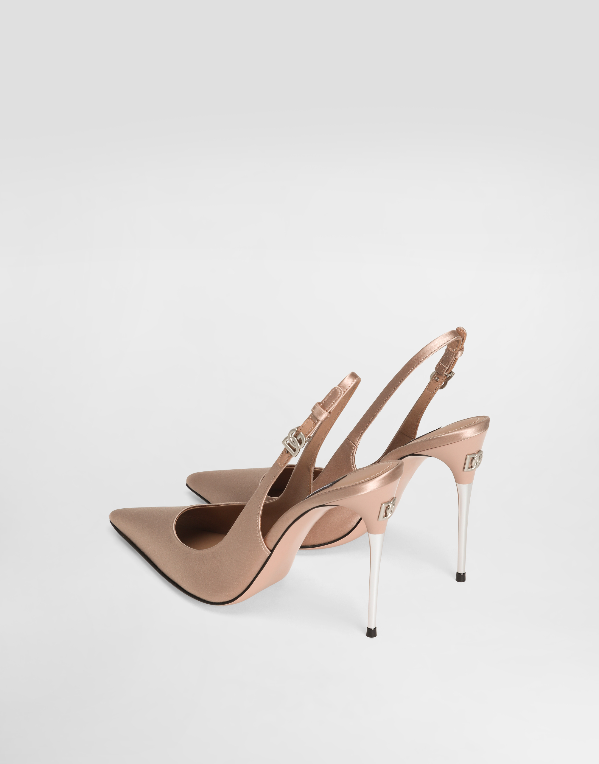 Dolce & Gabbana Women Beige Satin Slingback Heels, 7.5/8.5 Luxury Pumps & Heels For Women Darveys In Pink