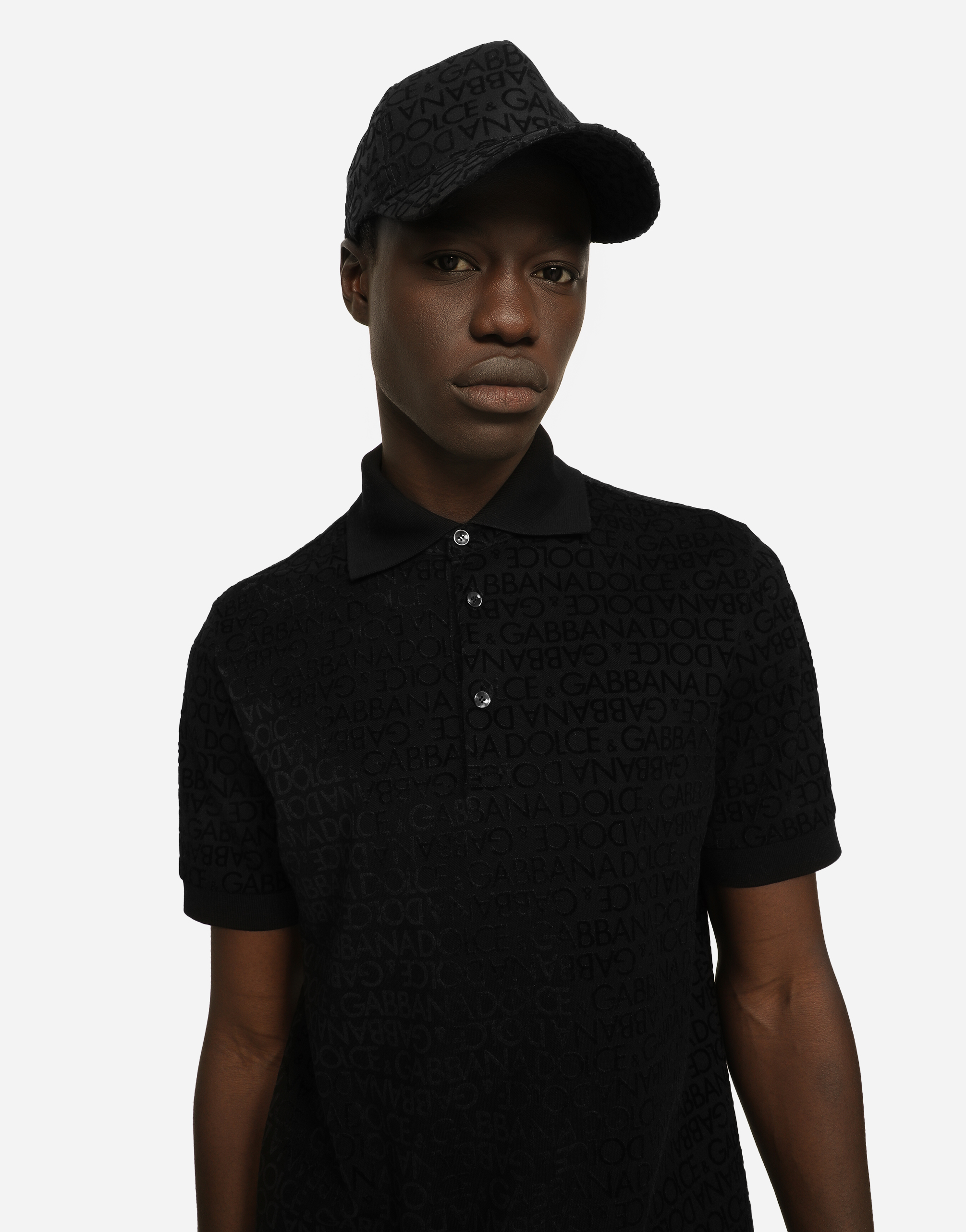 DOLCE & GABBANA COTTON BASEBALL CAP WITH FLOCKED LOGO