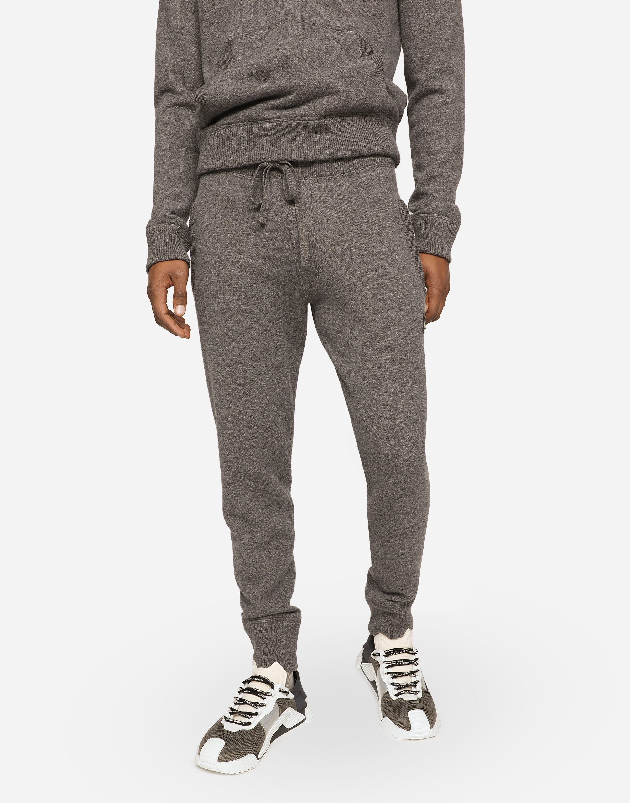 Shop Dolce & Gabbana Wool And Cashmere Knit Jogging Pants In Grey
