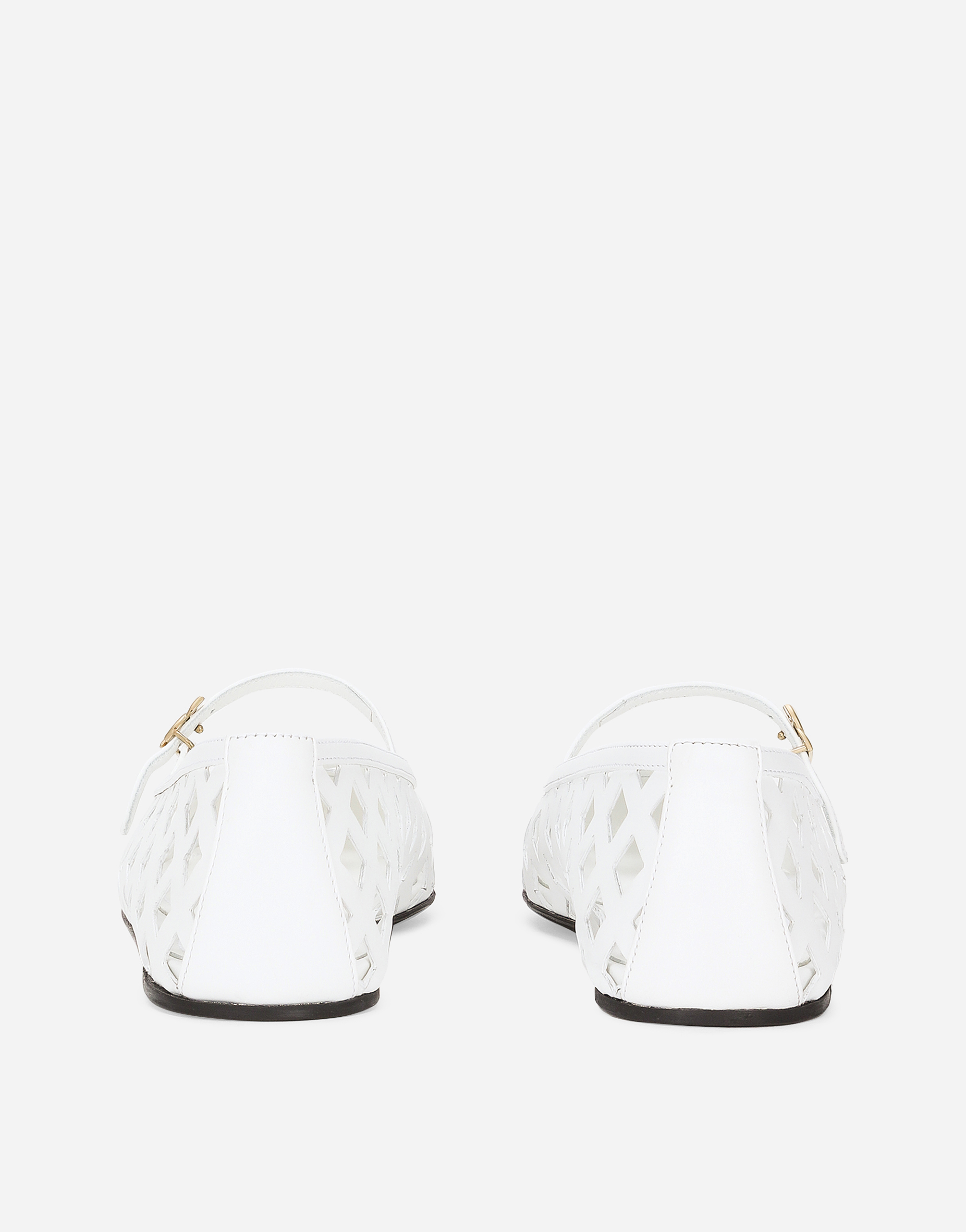 Dolce & Gabbana Formale Cutout Leather Ballet Flats In Bianco Ottico