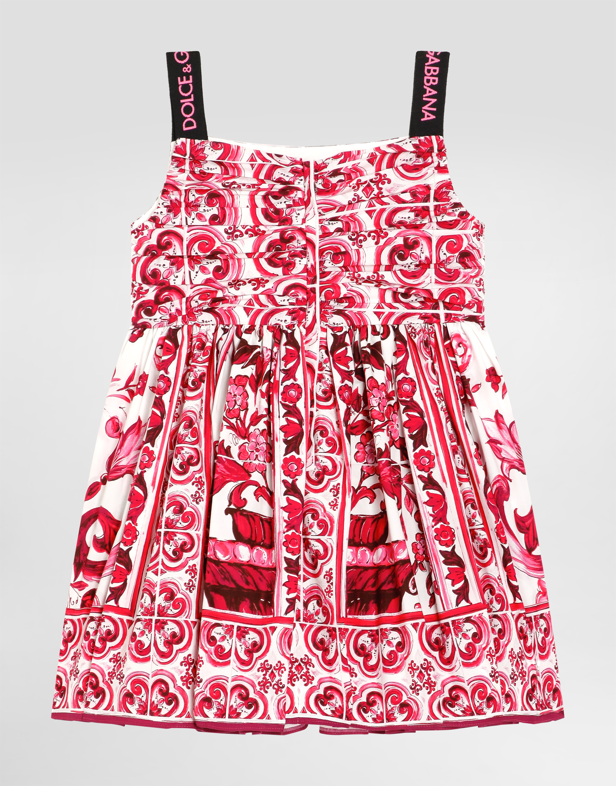 DOLCE & GABBANA SHORT MAJOLICA-PRINT POPLIN DRESS