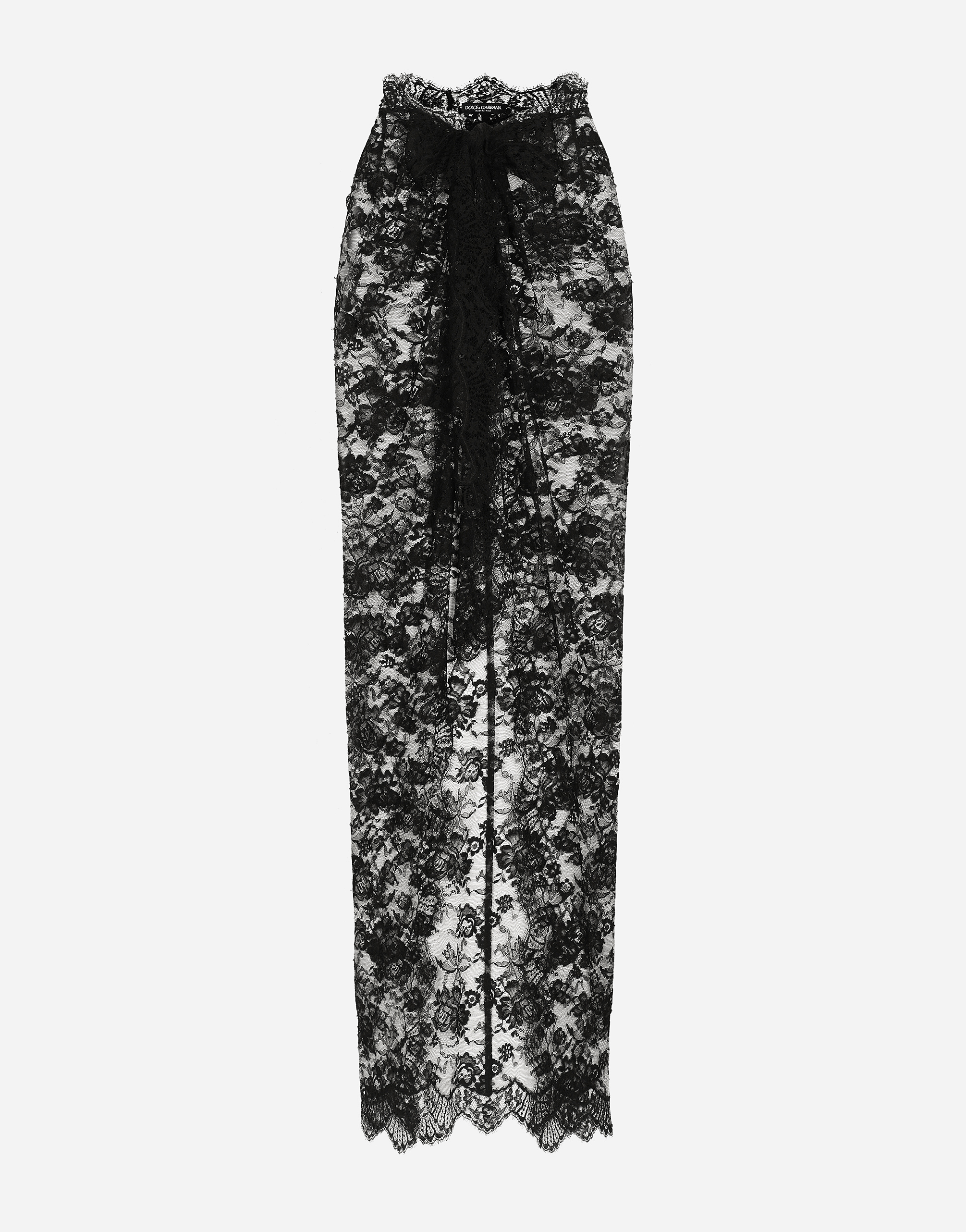 Dolce & Gabbana Chantilly Lace Long Skirt In Black