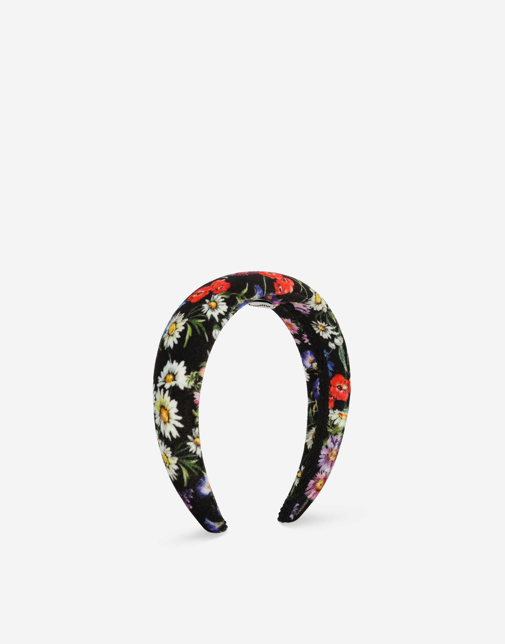 DOLCE & GABBANA VELVET HAIRBAND WITH MEADOW FLOWER PRINT