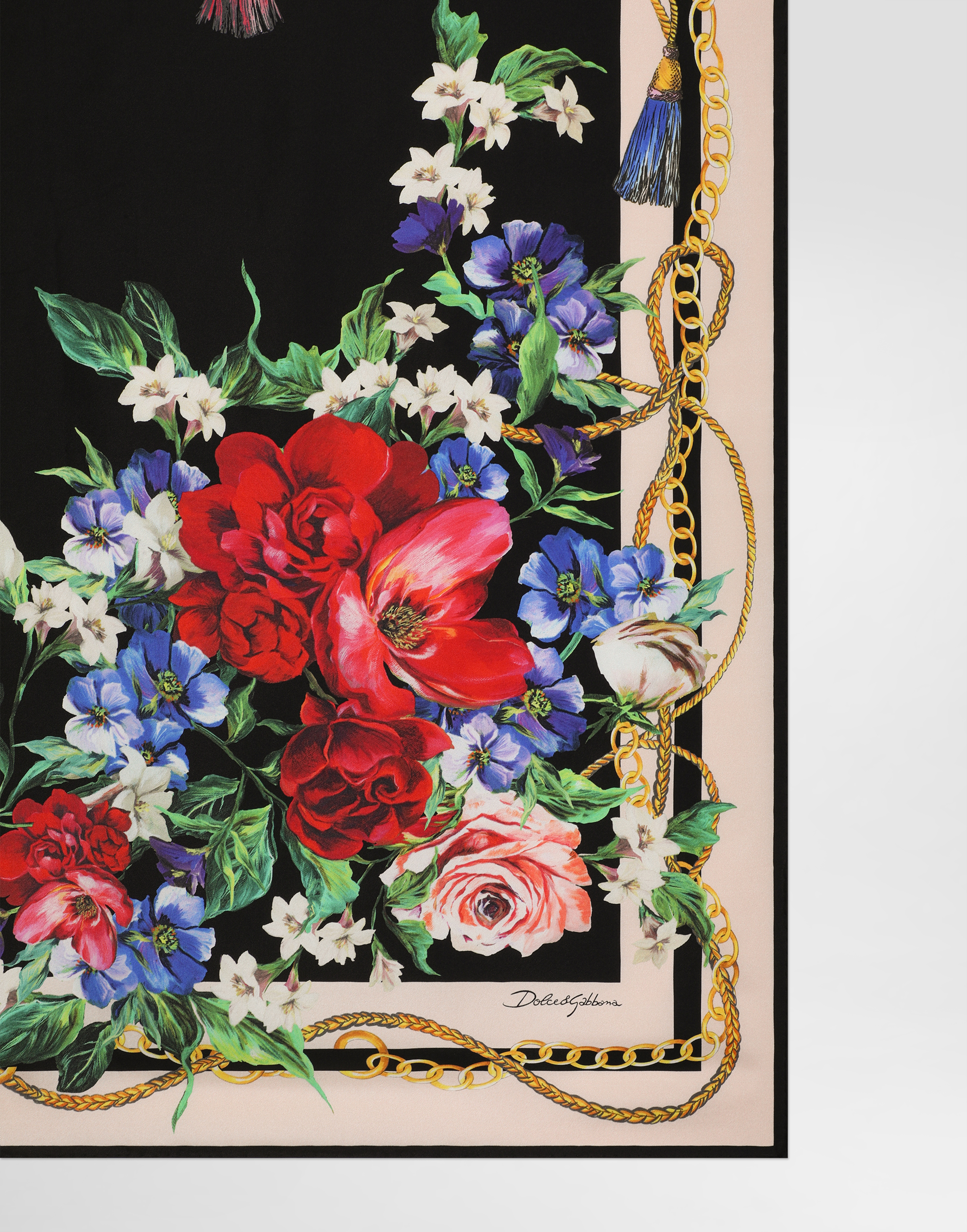 Floral-print silk twill foulard (90x90)