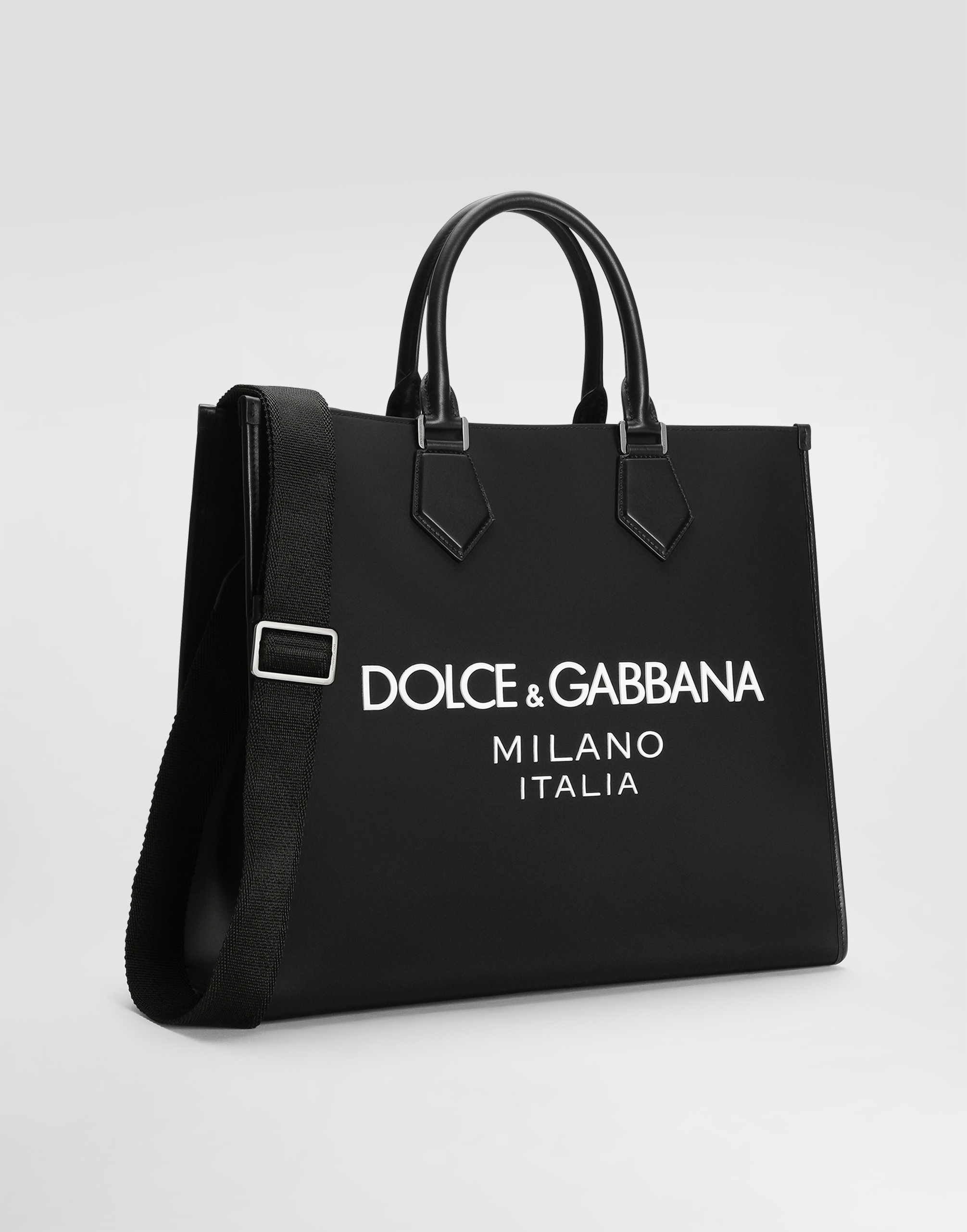 DOLCE & GABBANA LARGE NYLON SHOPPER WITH RUBBERIZED LOGO