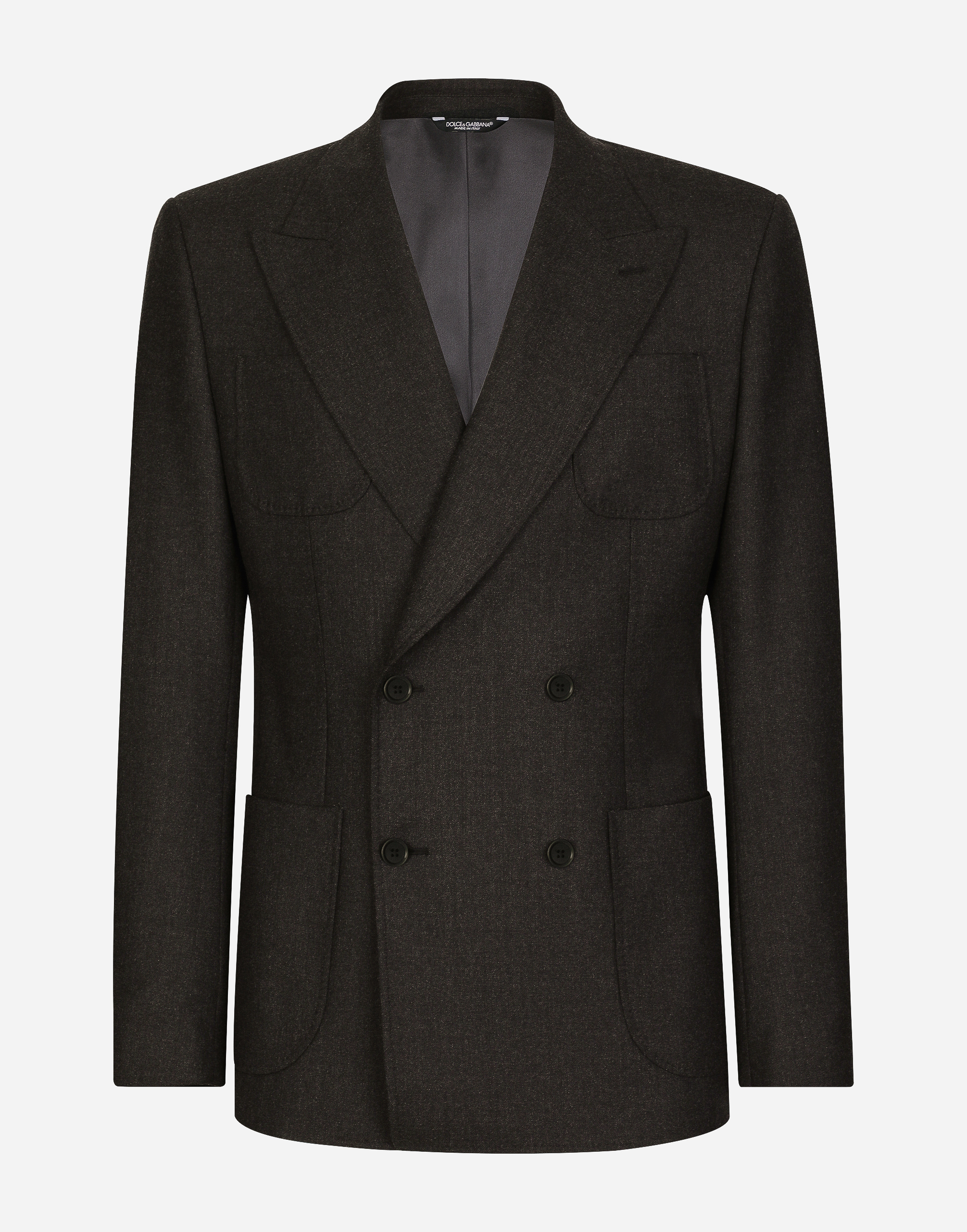 Dolce & Gabbana Double-breasted Stretch Wool Flannel Jacket In グレー