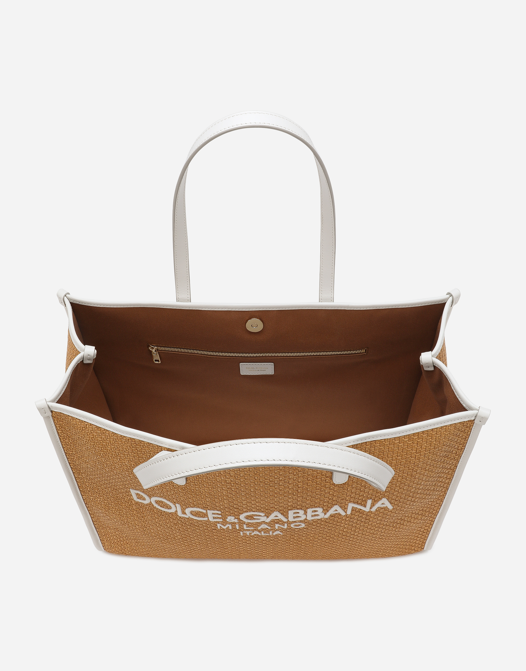 Dolce & Gabbana Large Shopping Woven Tote Bag In ベージュ