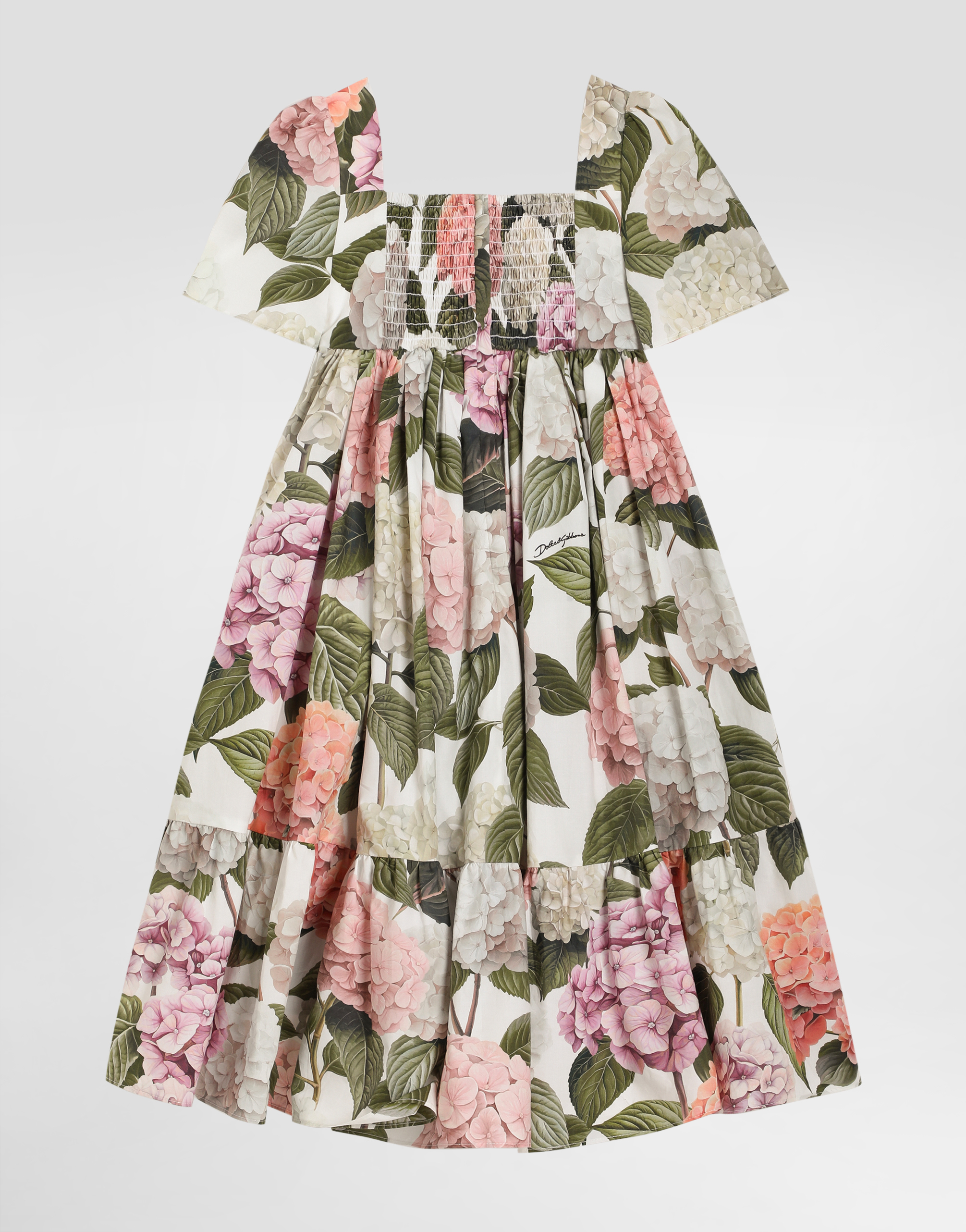 Dolce & Gabbana Hydrangea-print Poplin Dress In White