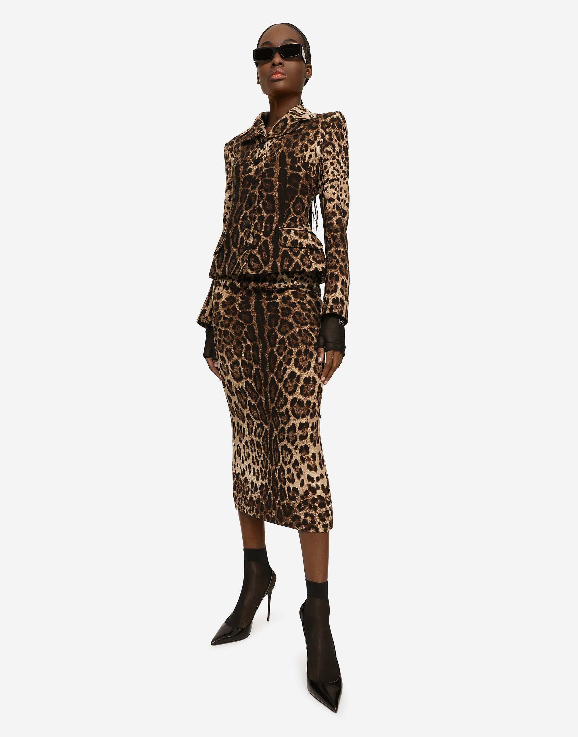 Dolce & Gabbana Leopard-print Double Crepe Calf-length Skirt In Animal Print
