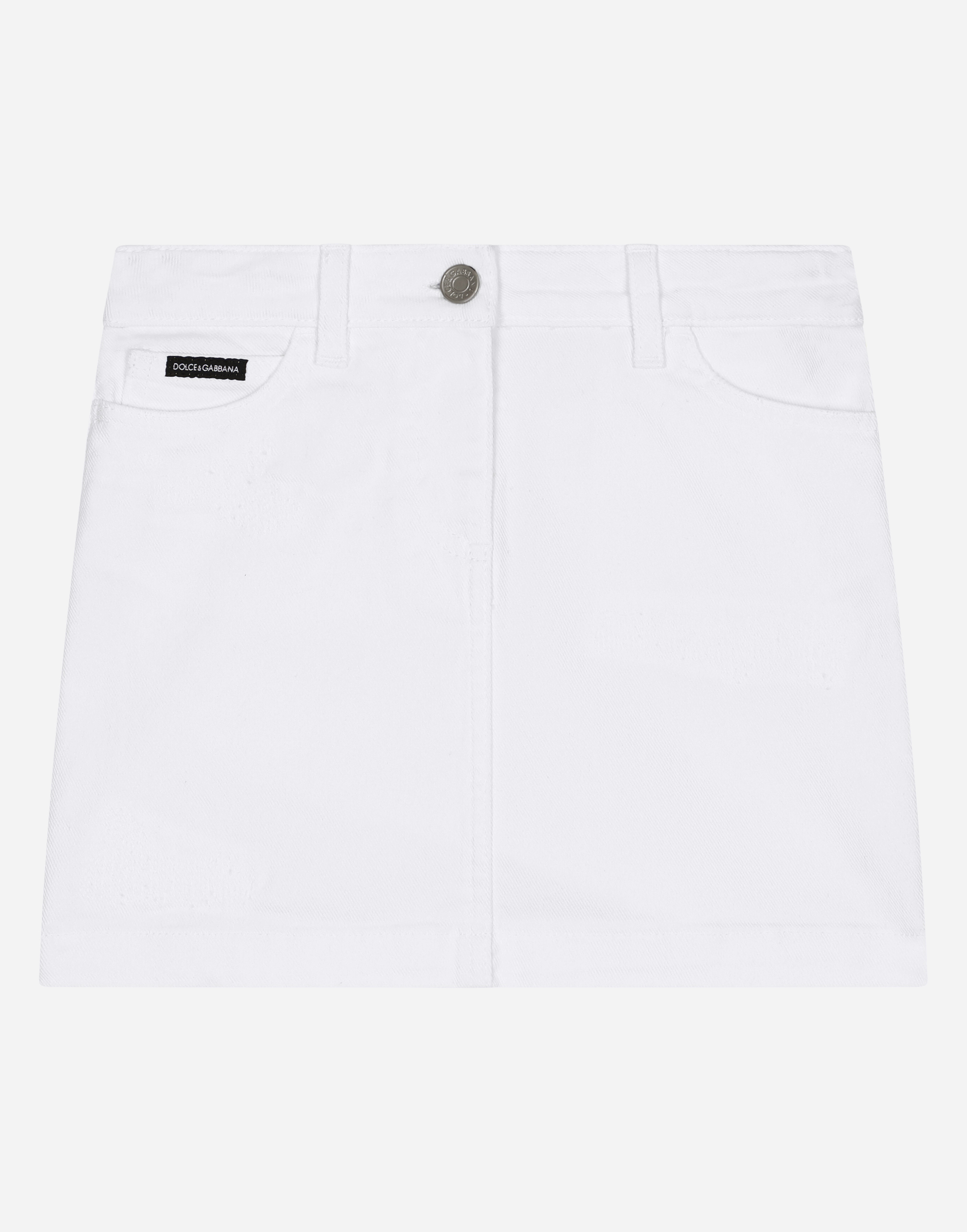 Dolce & Gabbana 5-pocket Short Skirt In Ripped Denim In Multicolor