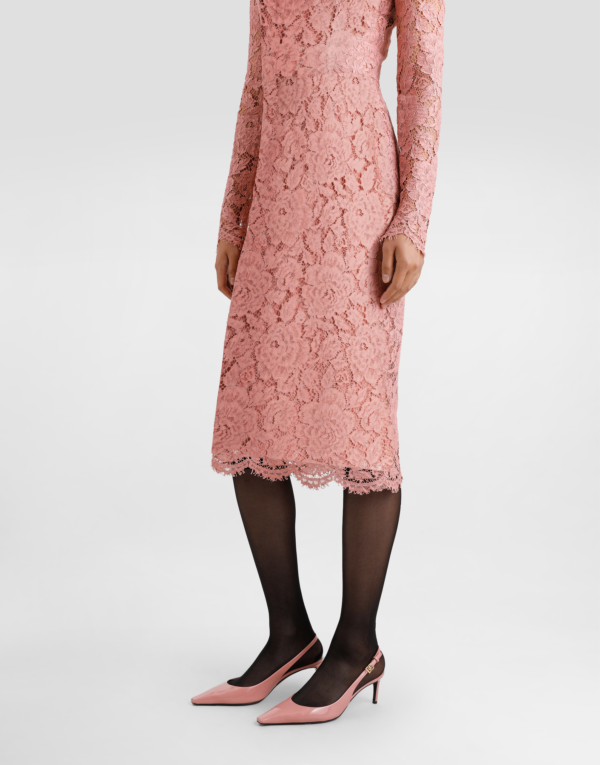 Dolce & Gabbana Women Branded Floral Cardonetto Lace Sheath Dress