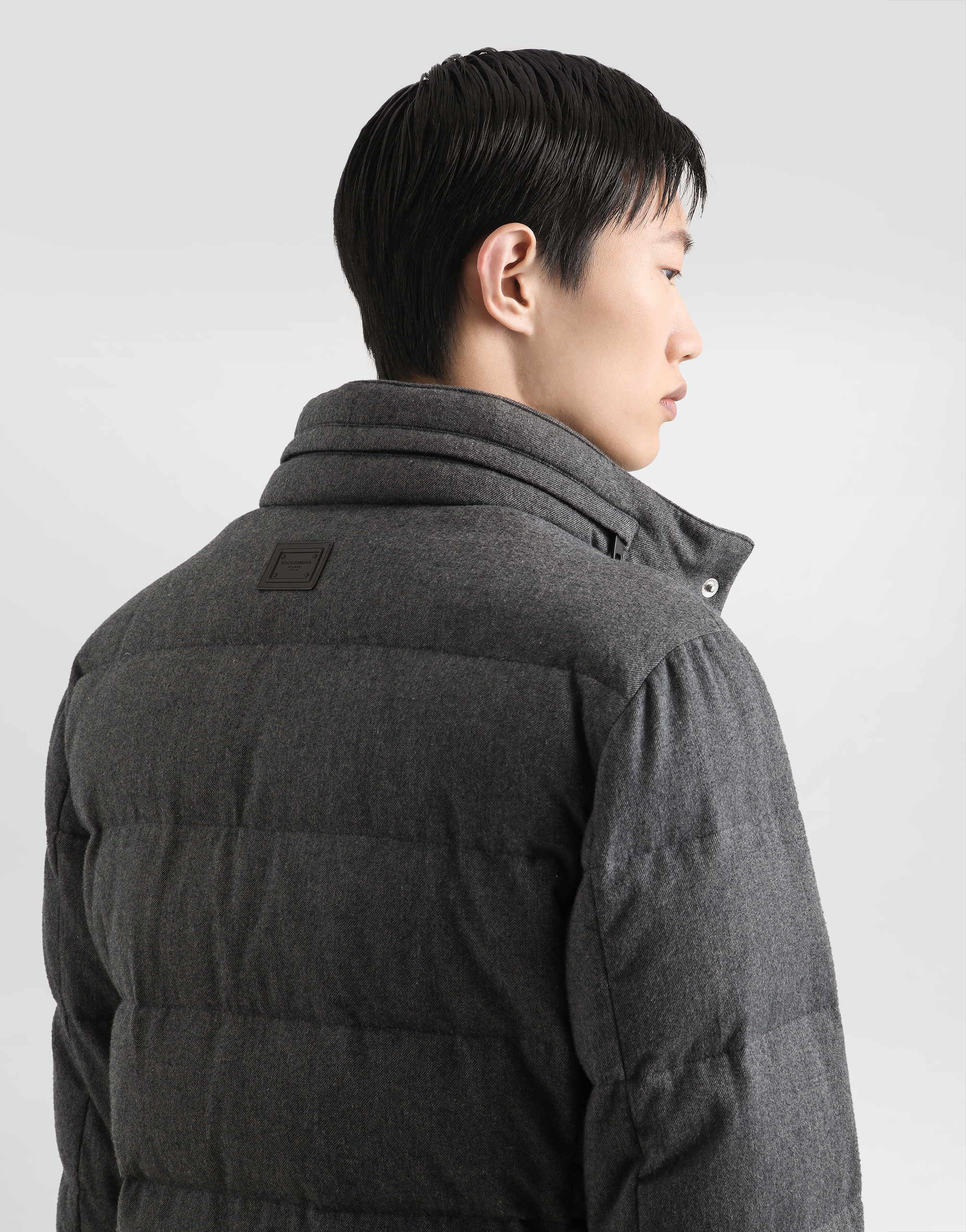 Dolce & Gabbana Quilted Down Jacket In Gray