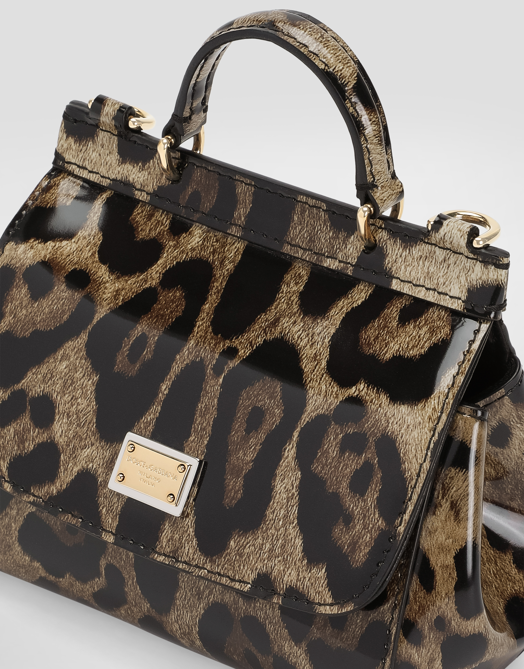 Printed polished calfskin mini Sicily bag