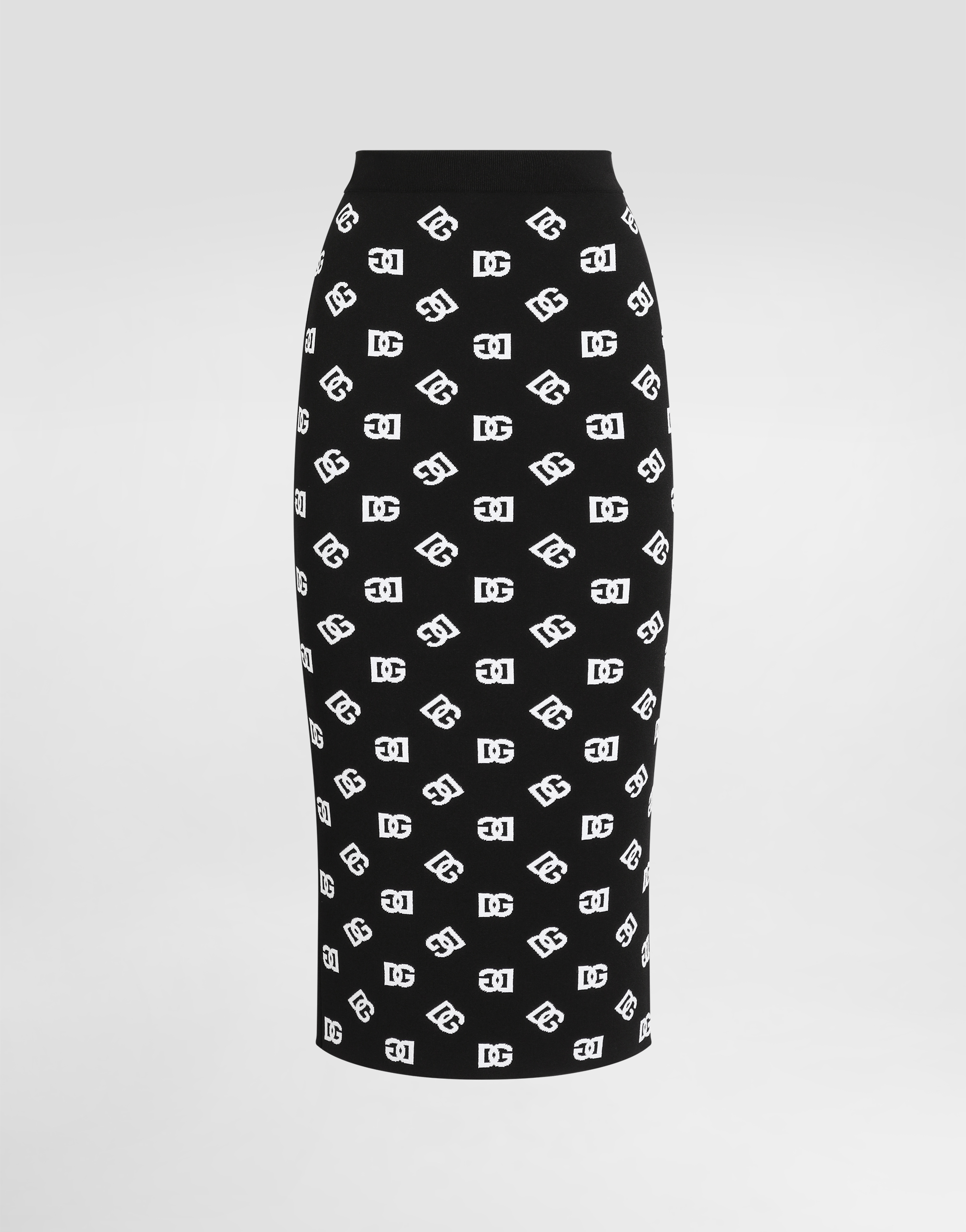 Dolce & Gabbana Viscose Pencil Skirt With Jacquard Dg Logo - Woman Skirts Multi-colored
