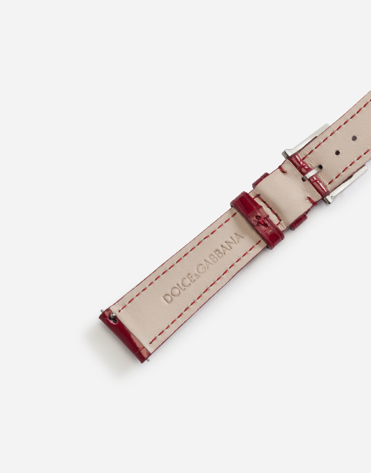 Shop Dolce & Gabbana Alligator Strap With Buckle And Hook In Steel In Red