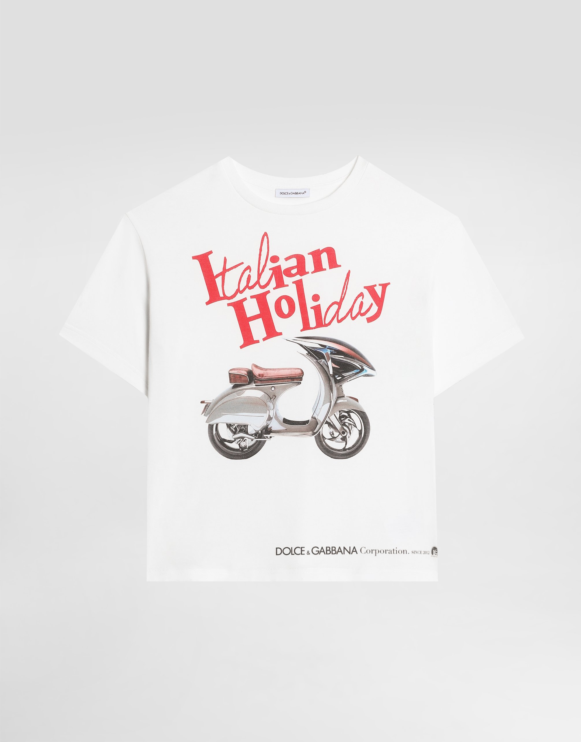 【Dolce&Gabbana】 ”Italian holiday ”Tシャツ（ホワイト） white-italian-holiday-print-