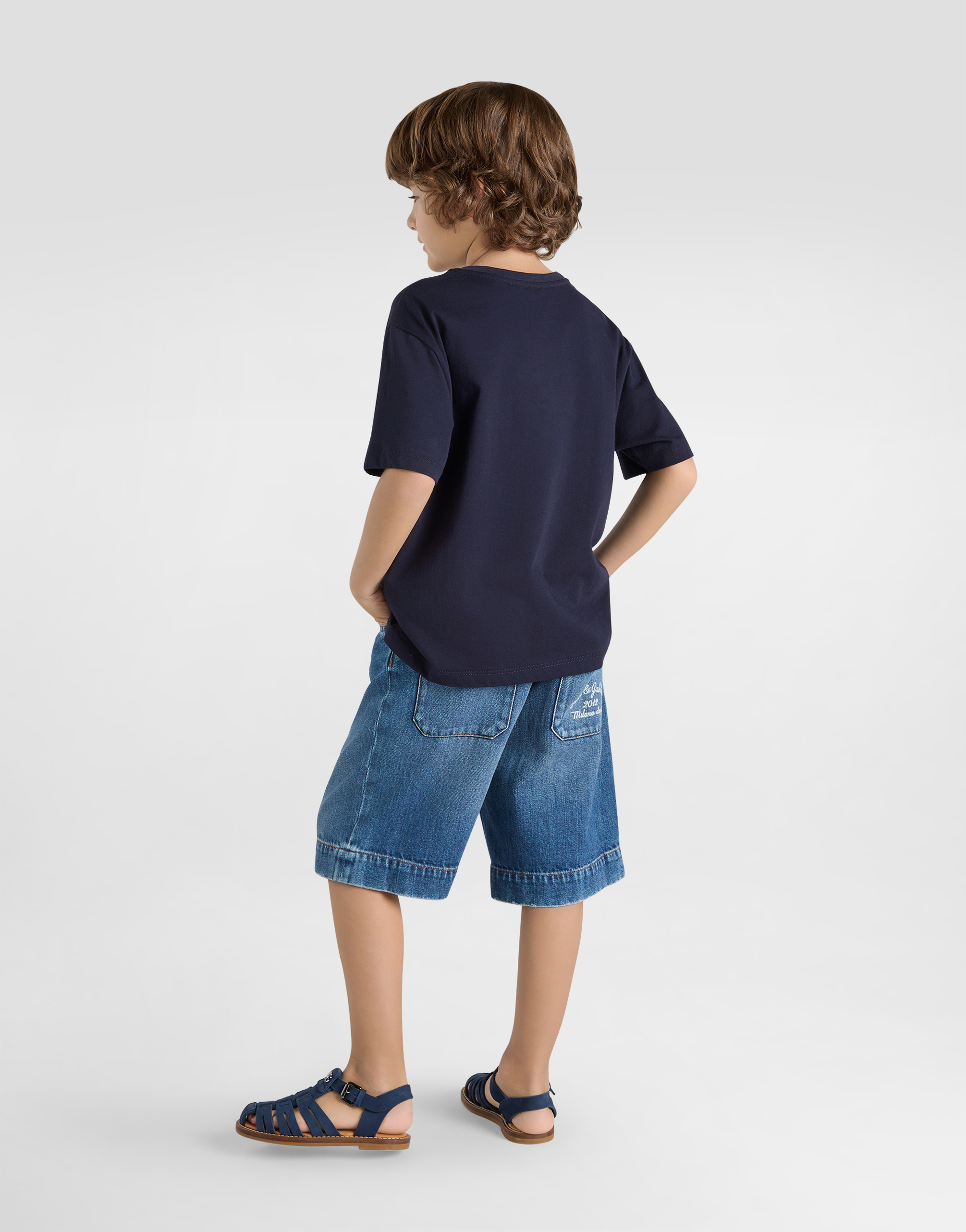 Dolce & Gabbana Jersey T-shirt With Logo Tag In Blue