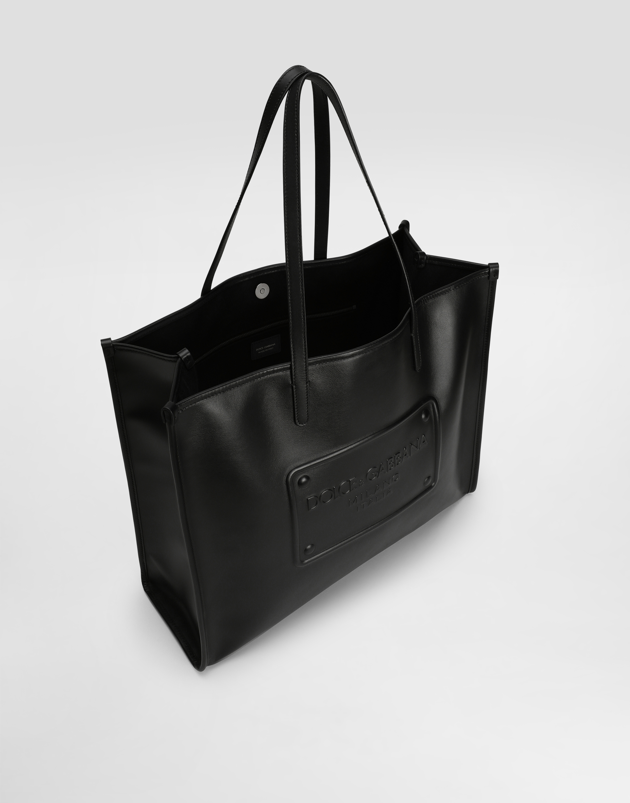 DOLCE & GABBANA CALFSKIN SHOPPER WITH RAISED LOGO