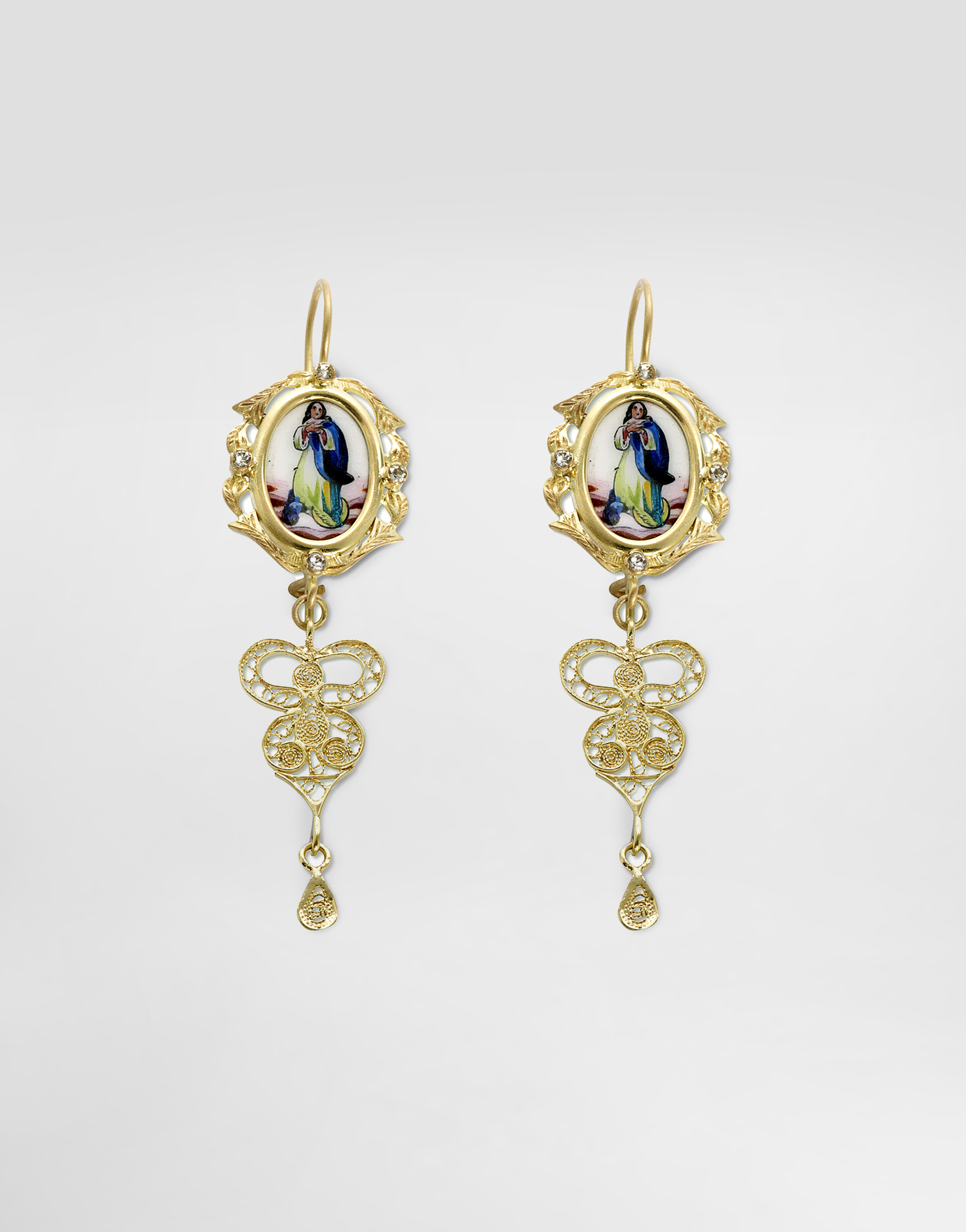 Dolce & Gabbana Sicily Earrings 18-carat Yellow Gold And Colorless Sapphires In Gold