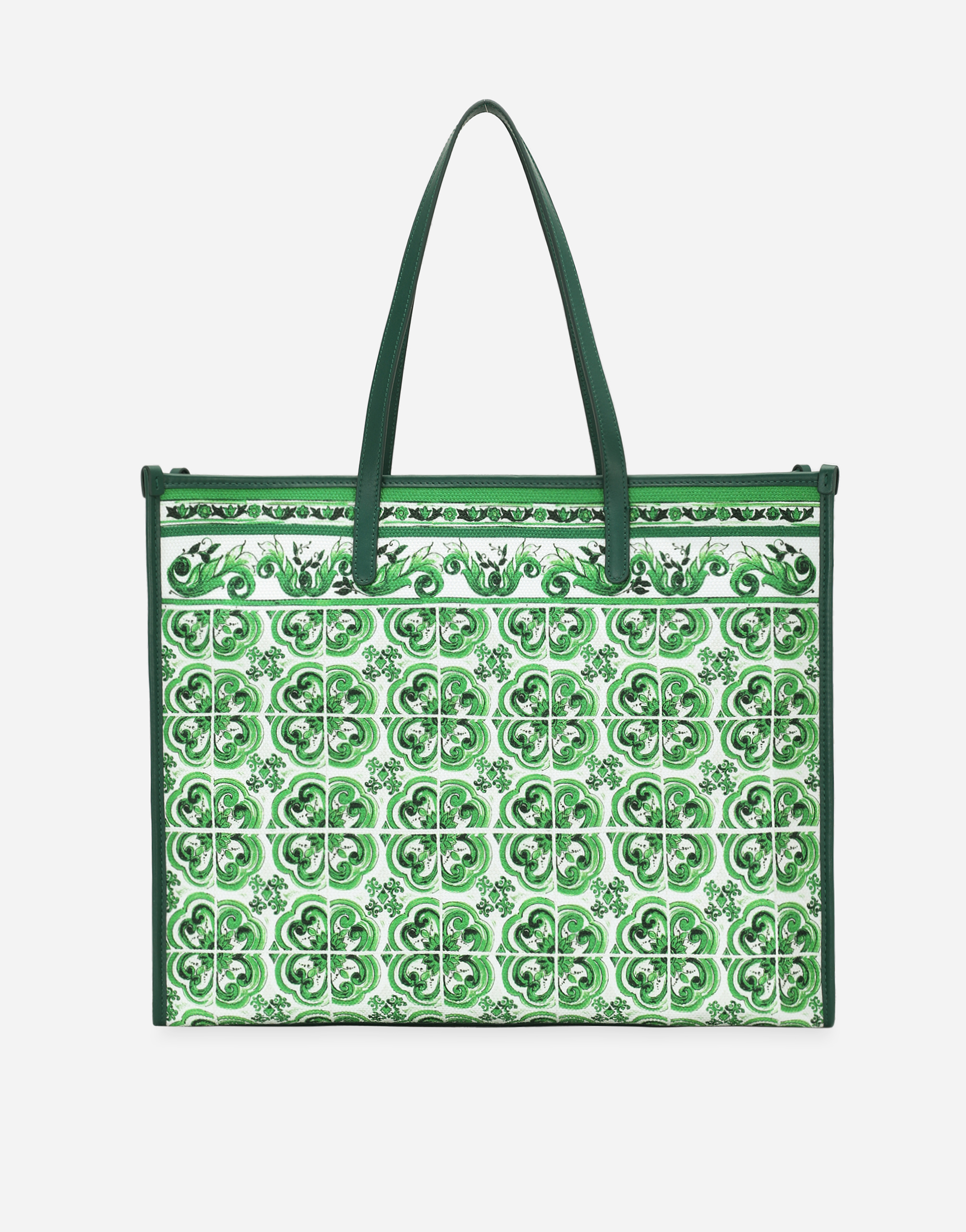 Dolce & Gabbana Large Canvas Shopper With Majolica Print In Print
