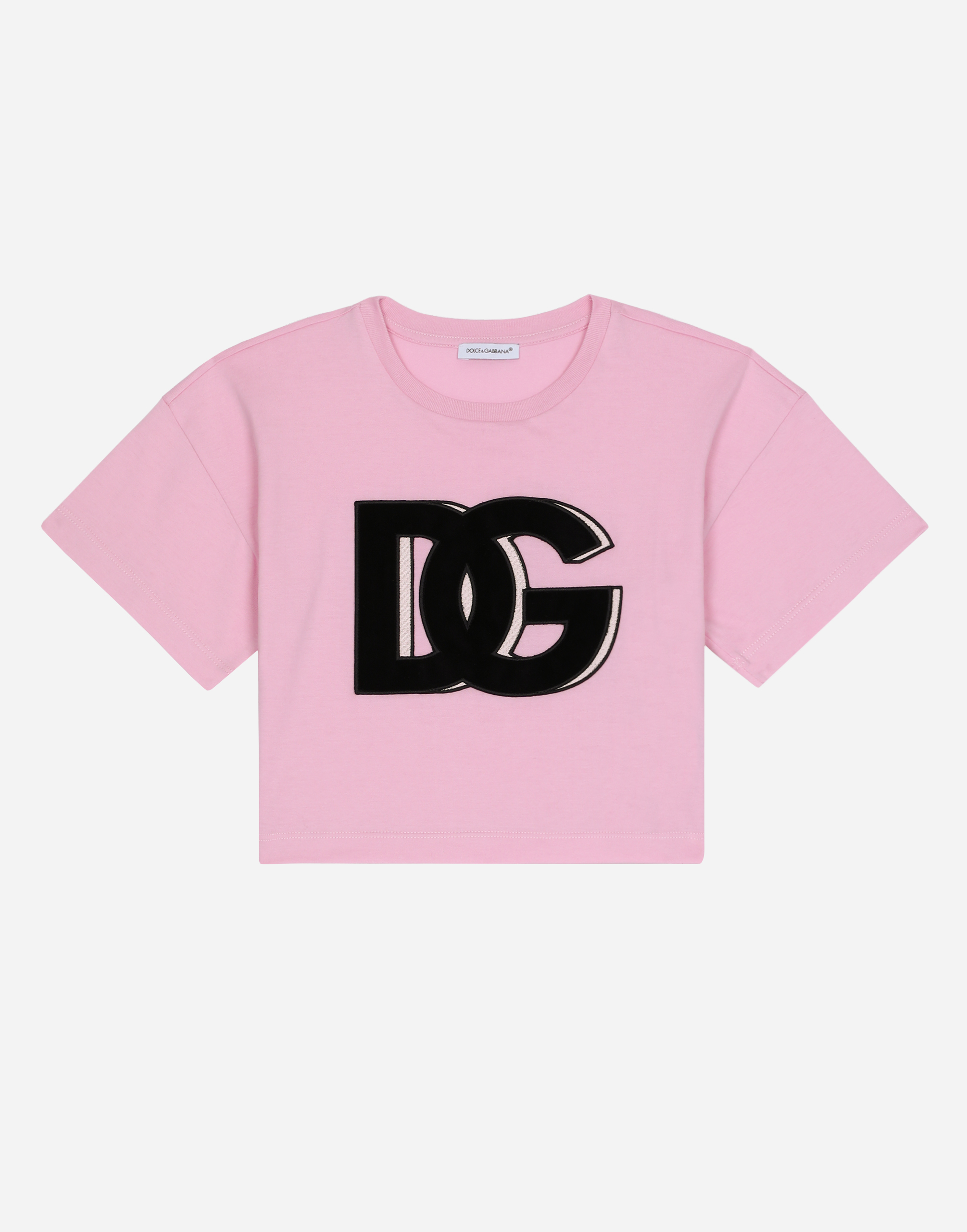 Dolce & Gabbana Jersey Round-neck T-shirt Dg Logo Patch In Multi