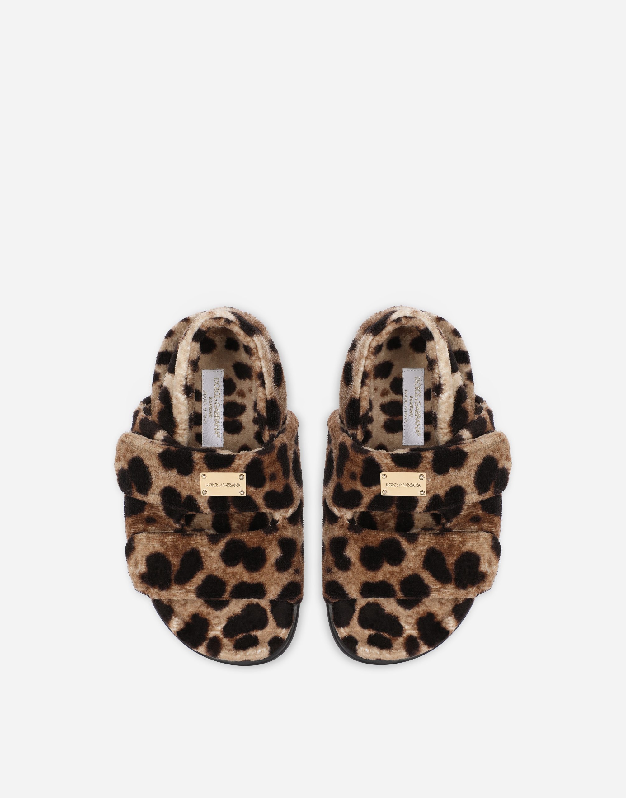DOLCE & GABBANA LEOPARD-PRINT TERRYCLOTH SANDALS