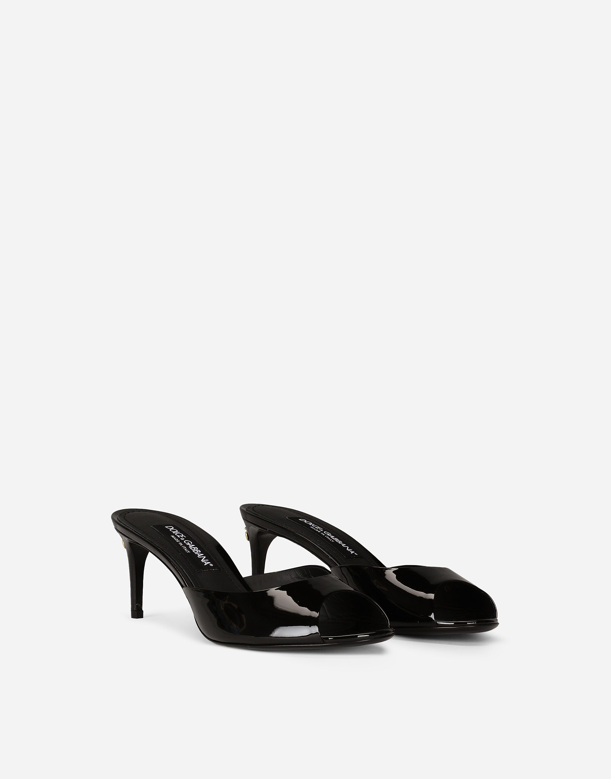 Dolce & Gabbana Logo-plaque Open-toe Mules In Black
