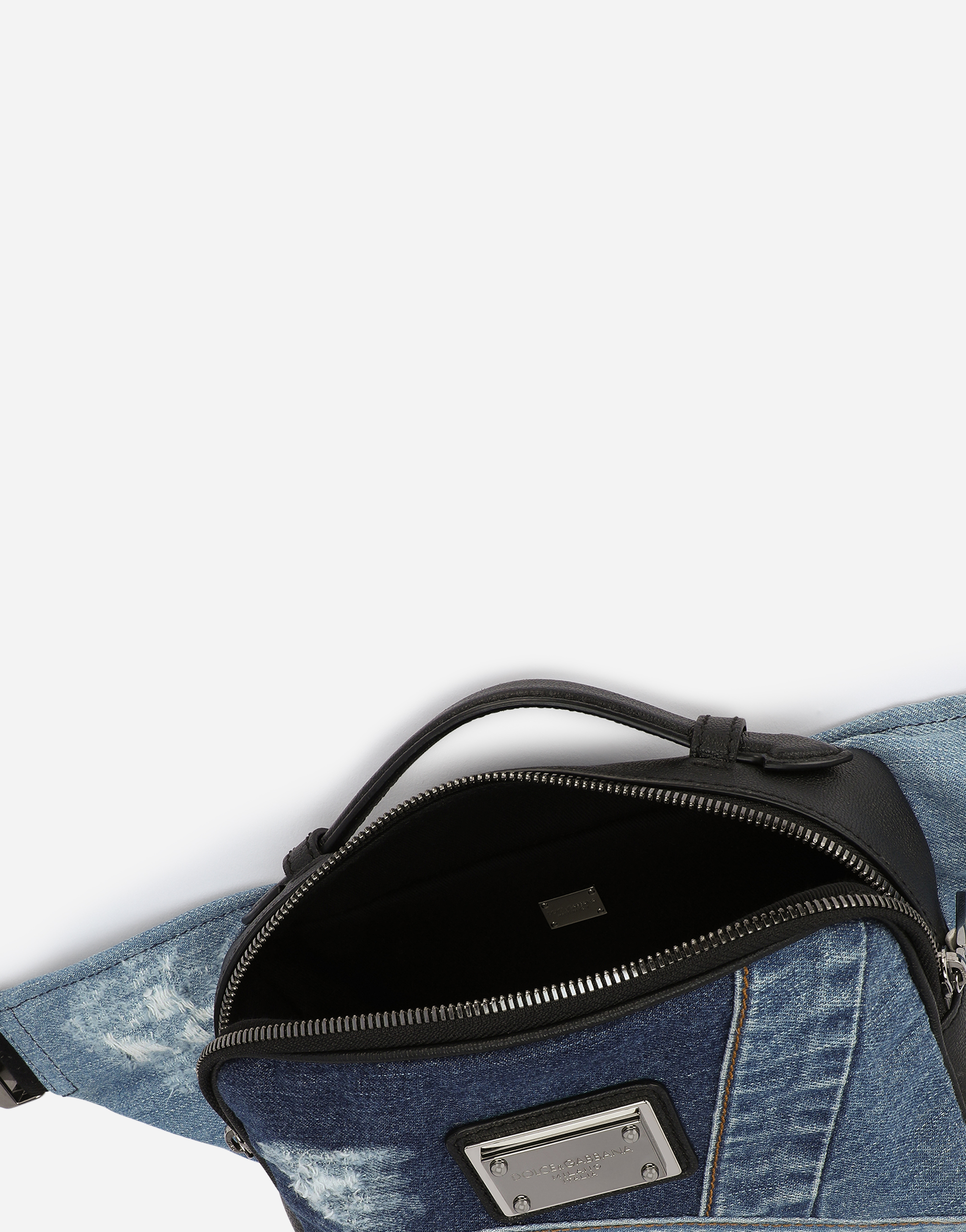 DOLCE & GABBANA PATCHWORK DENIM BELT BAG