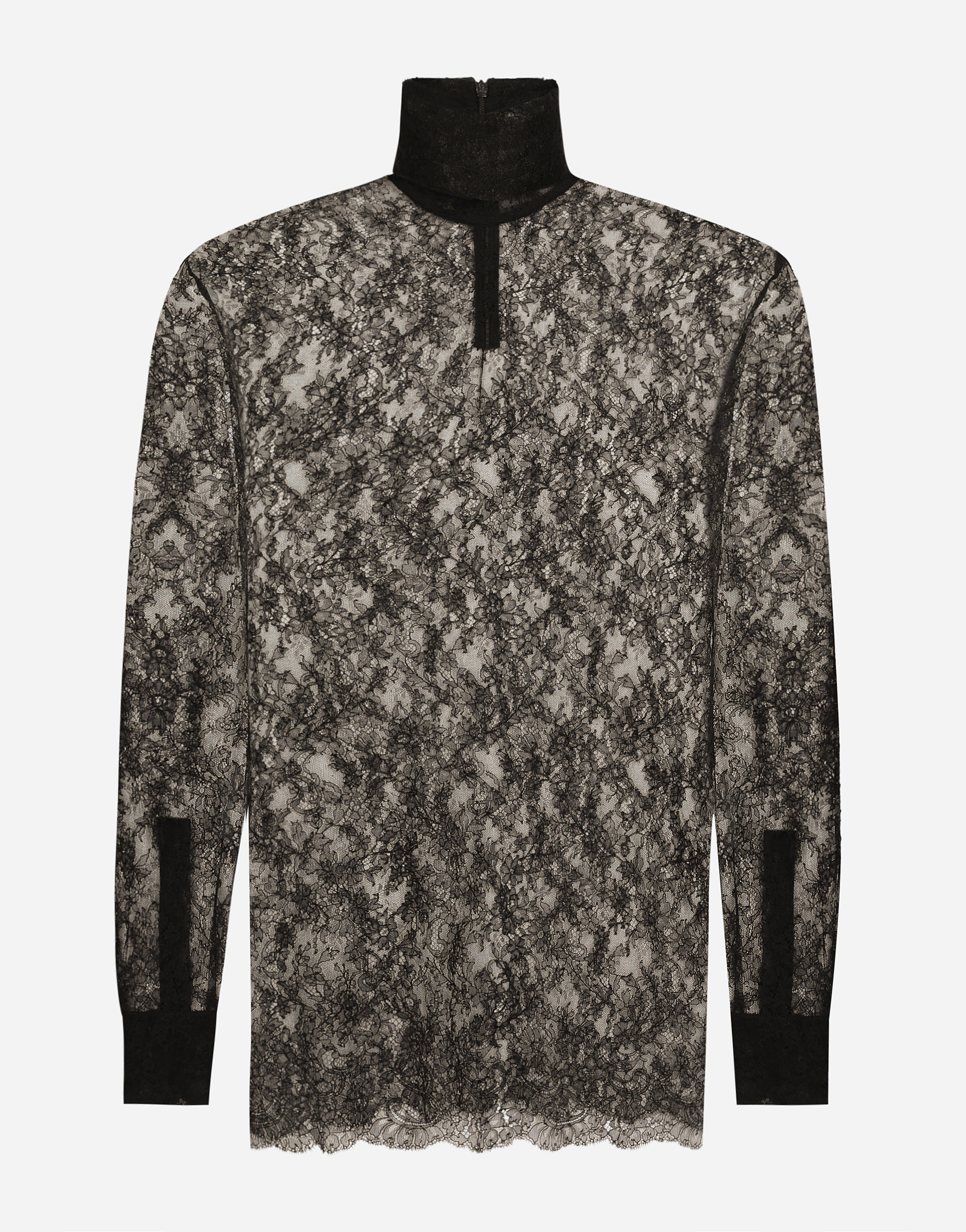 【送料&関税込】Dolce & Gabbana Wide Turtleneck Loose lace turtleneck with shirt cuffs in Black for Men