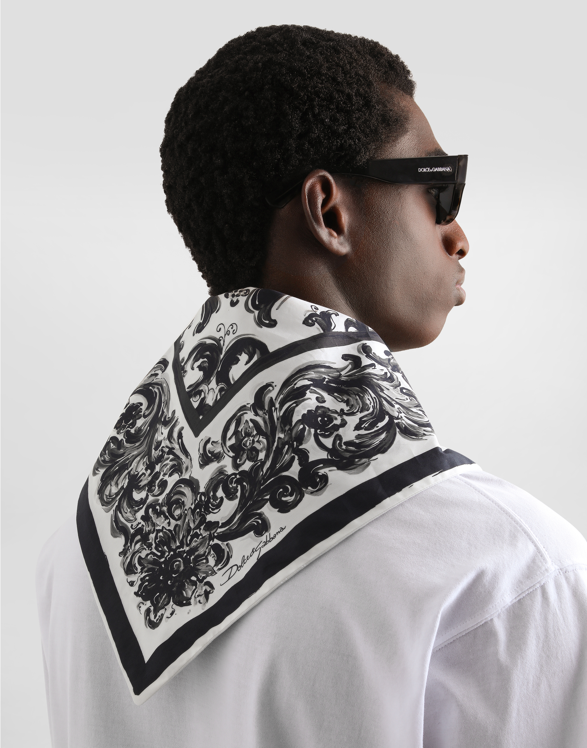 Scarf detail cotton t-shirt