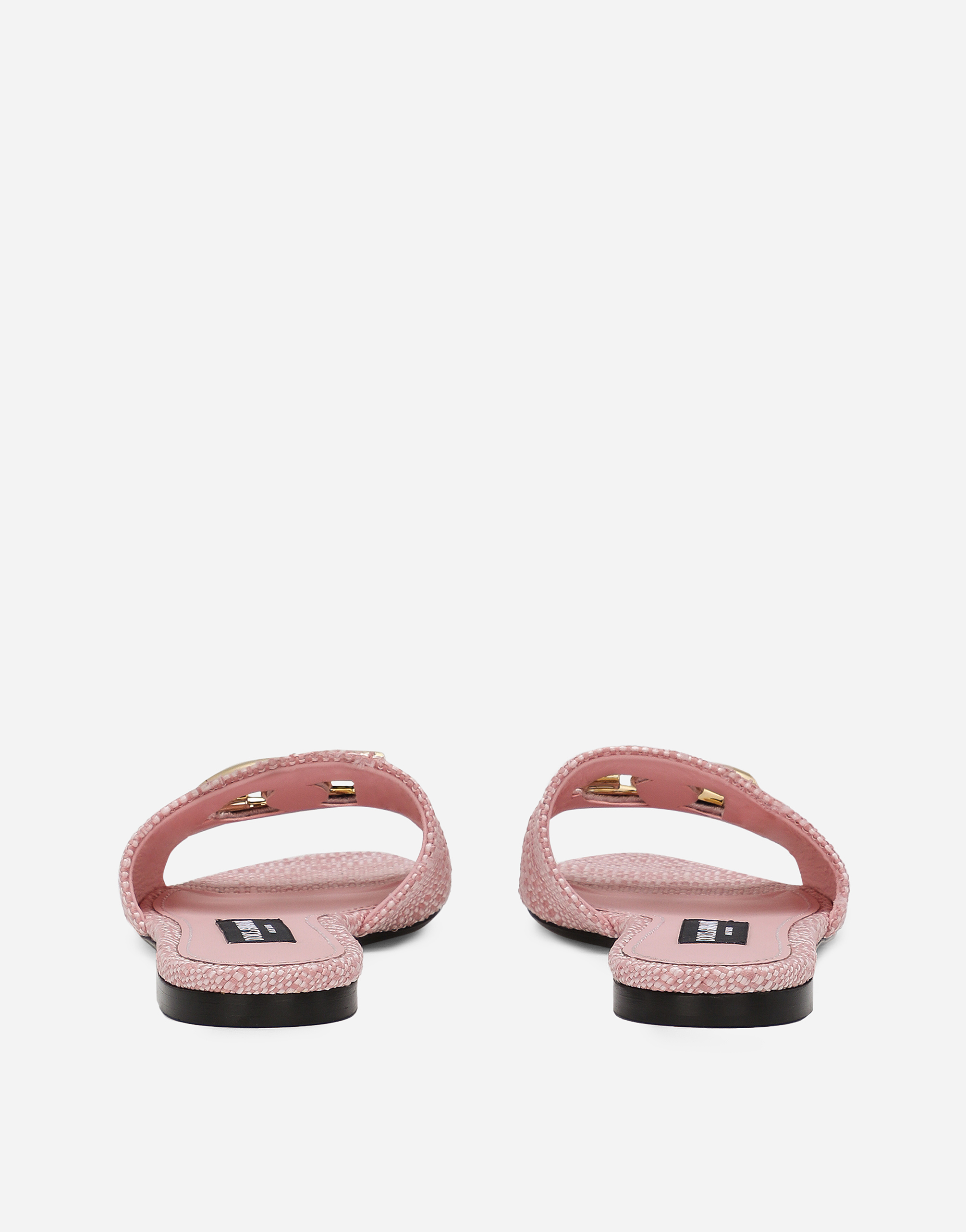 Shop Dolce & Gabbana Raffia Sliders In Pink