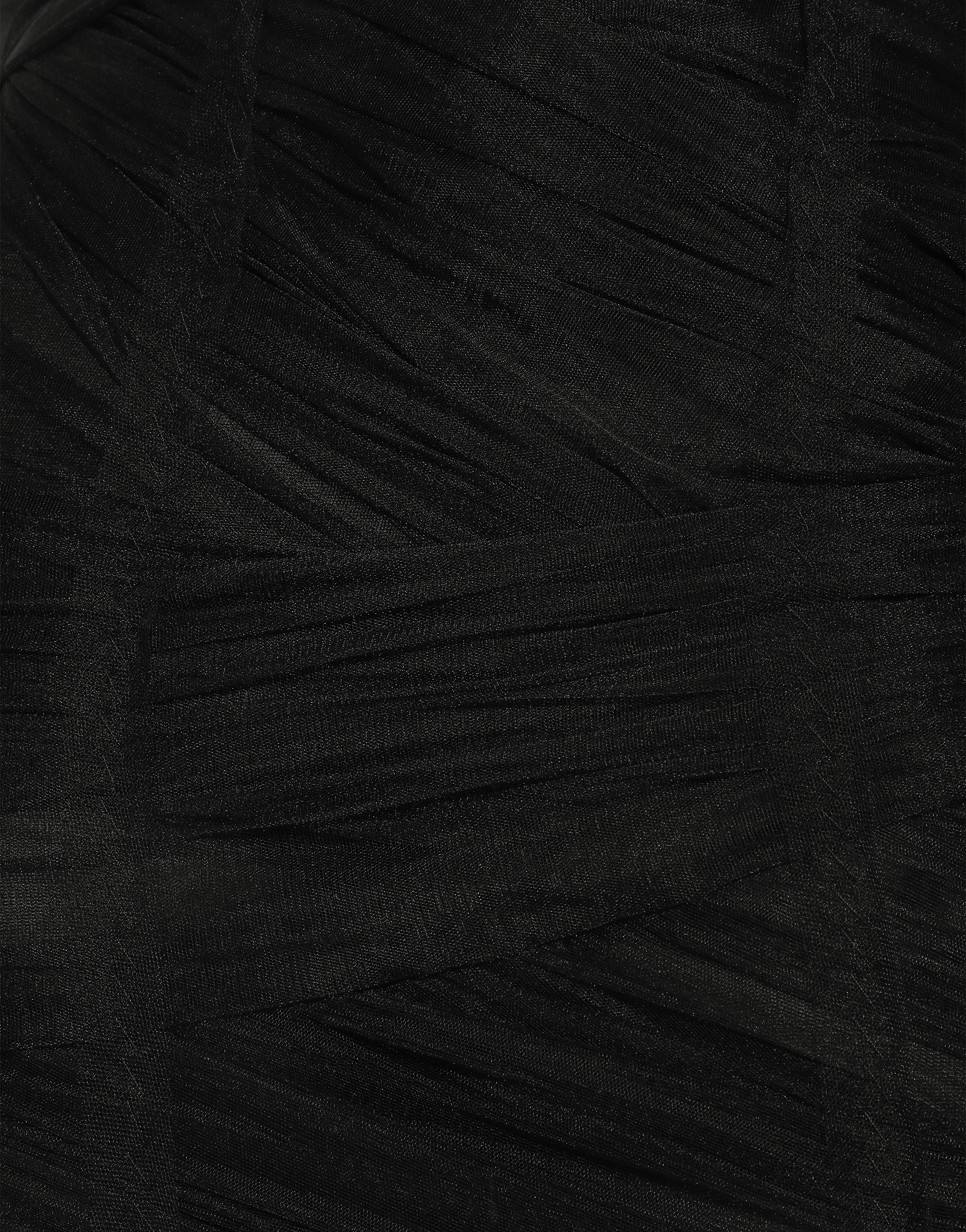 Tulle calf-length corset dress with draping