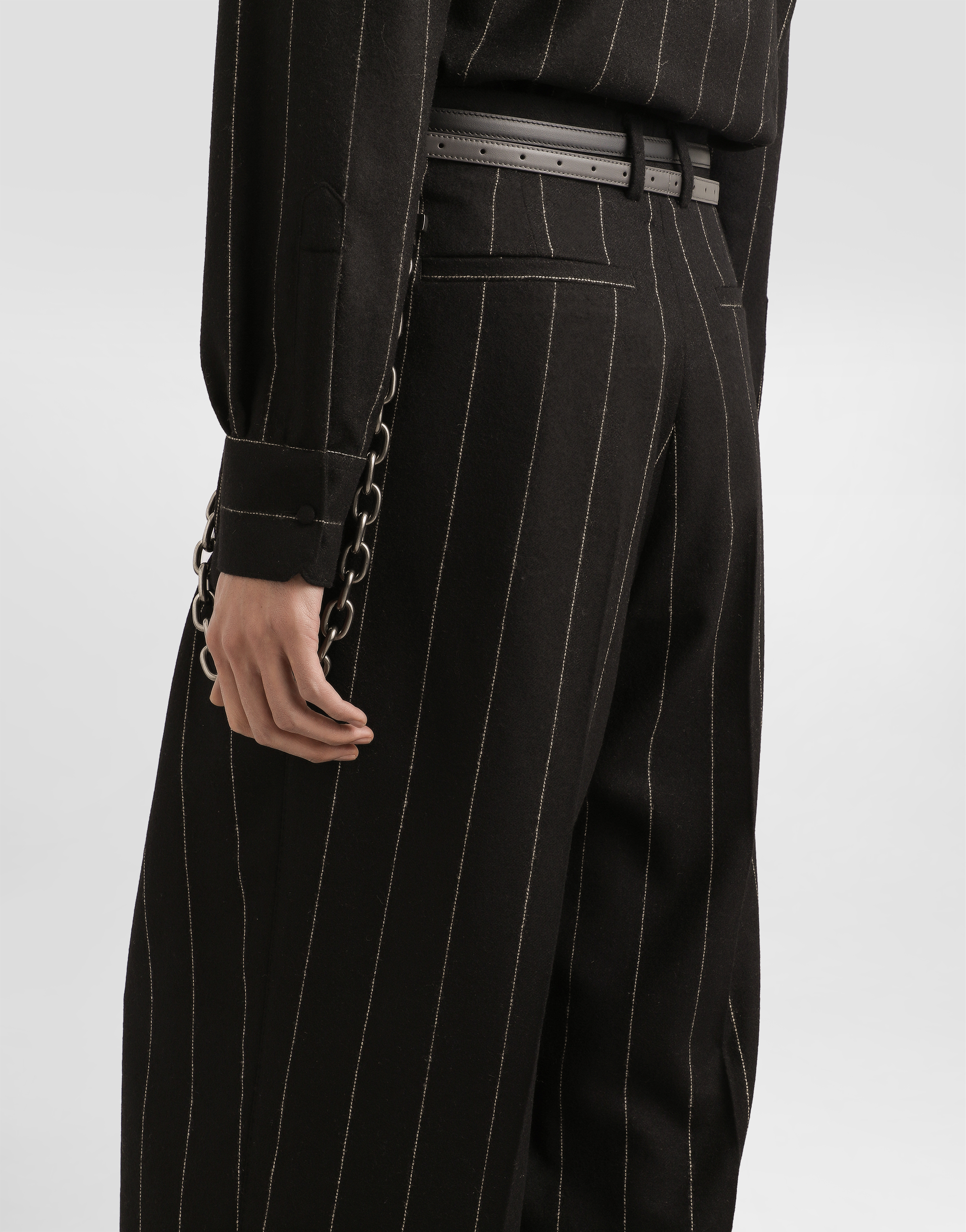 Pinstriped flannel trousers