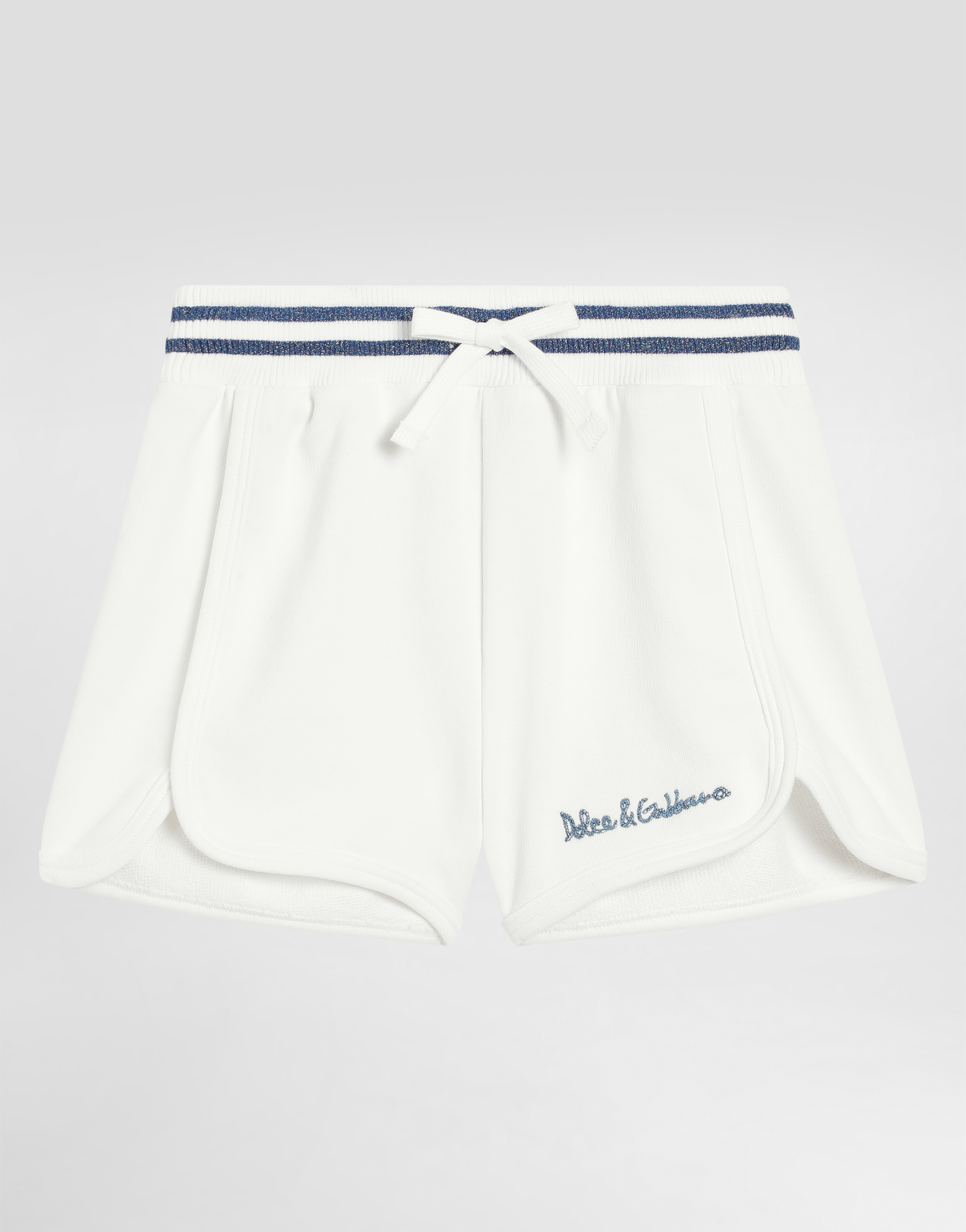 Dolce & Gabbana Fleece Shorts With Logo - Woman Trousers And Skirts White 6 Years