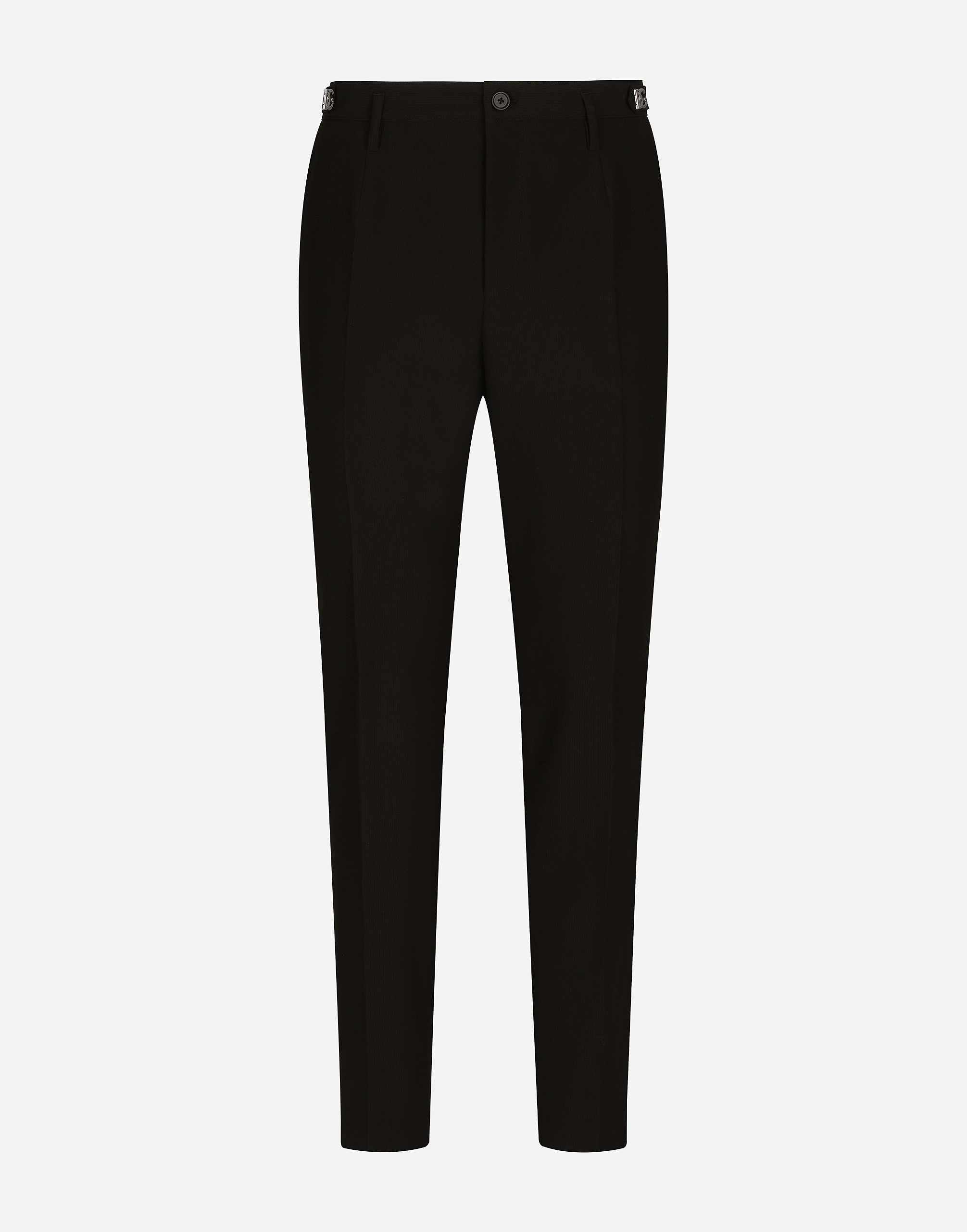 Dolce & Gabbana Technical Fabric Pants With Metal Dg Logo - Man Pants And Shorts Black Fabric