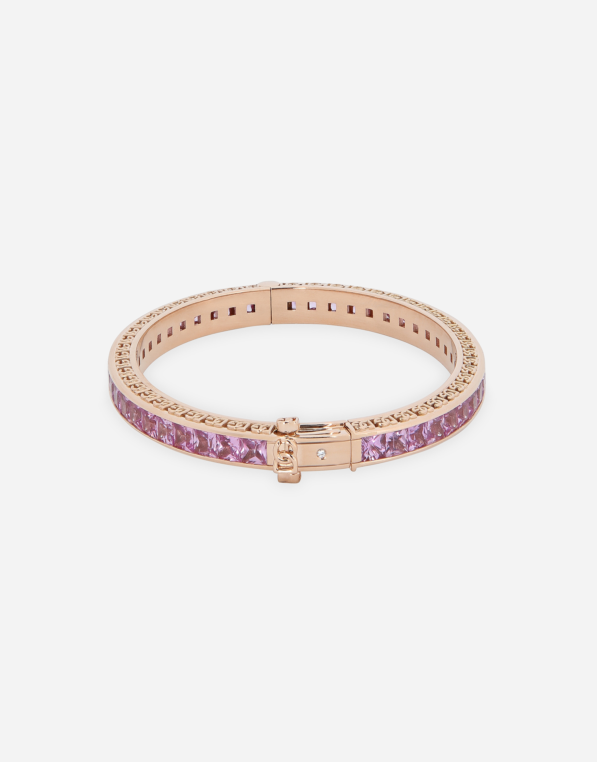 Shop Dolce & Gabbana Anna Bracelet In Red Gold 18kt With Pink Sapphires