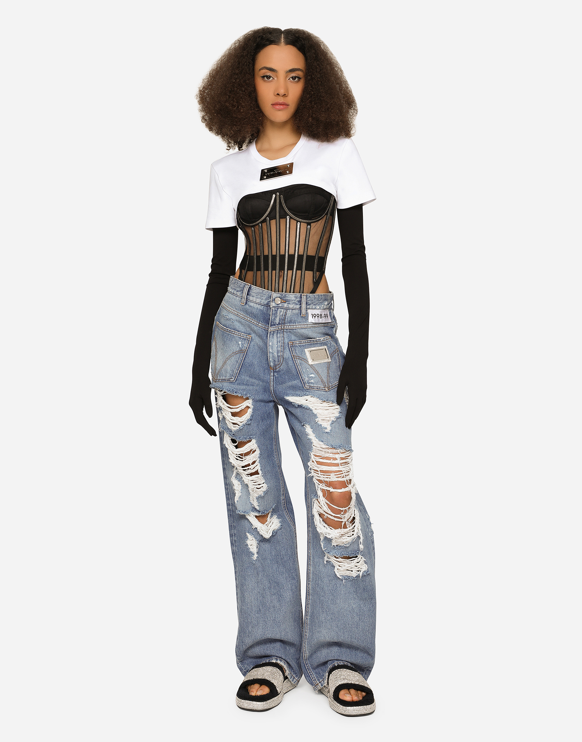 DOLCE & GABBANA KIM DOLCE&GABBANA TULLE CORSET WITH BONING AND MOLDED CUPS