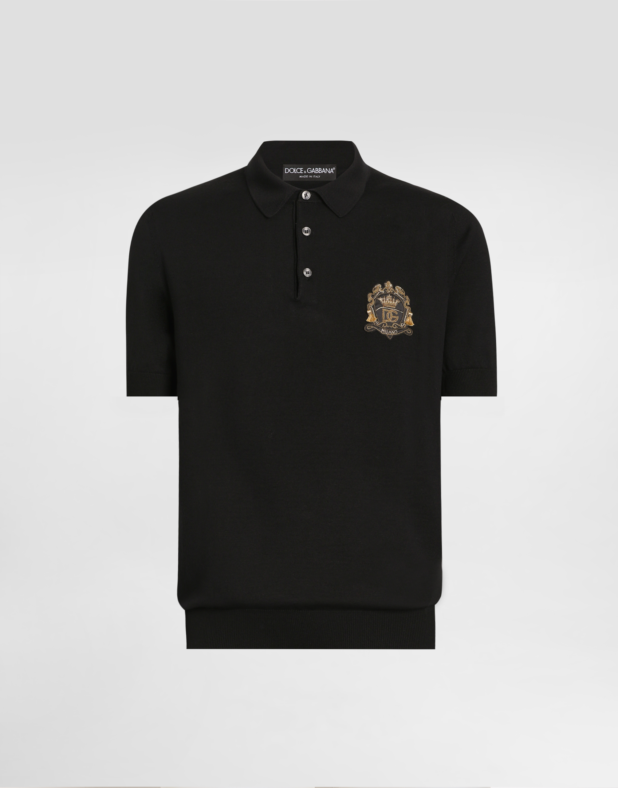 Virgin wool polo shirt in Black for Men | Dolce&Gabbana®