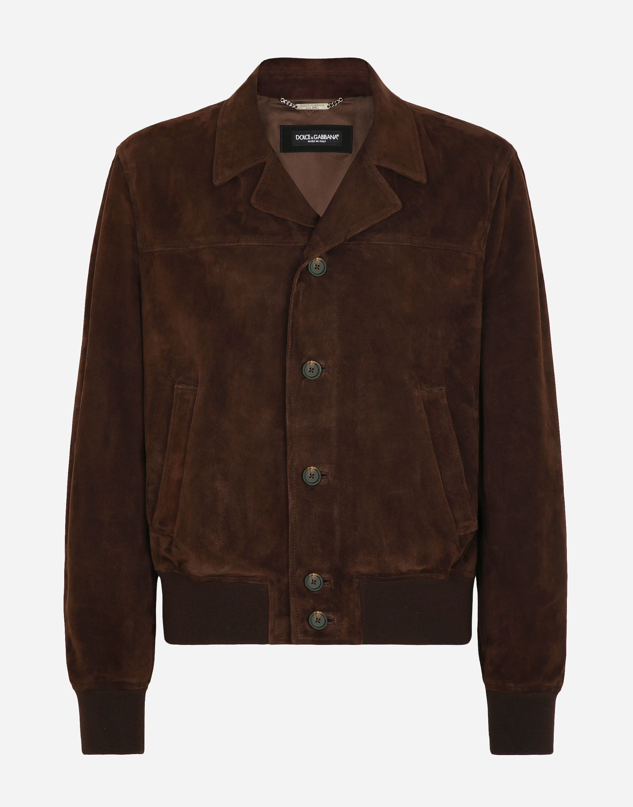 Shop Dolce & Gabbana Nappa Suede Bomber Jacket In Brown